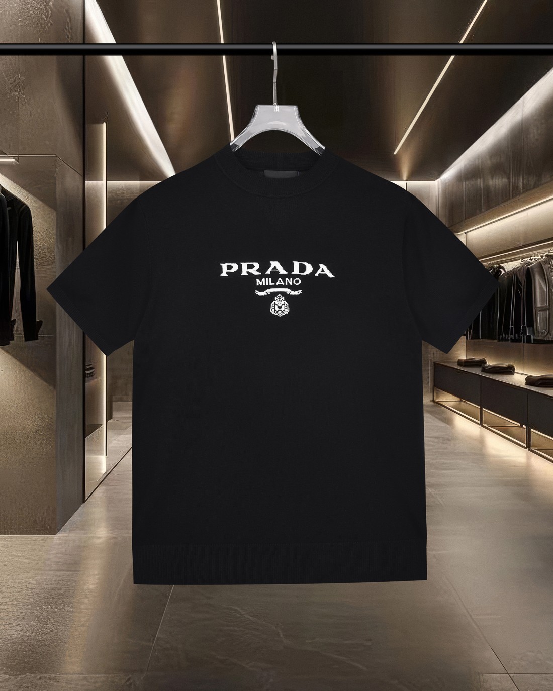 (enviado al día siguiente) Camisa POLO casual de punto de Prada/PRADA de manga corta con letras del logo bordadas en el…