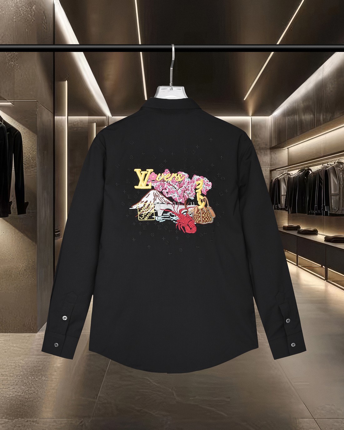 Louis Vuitton刺繍ロゴ長袖シャツ - 高級感溢れる春夏スタイル