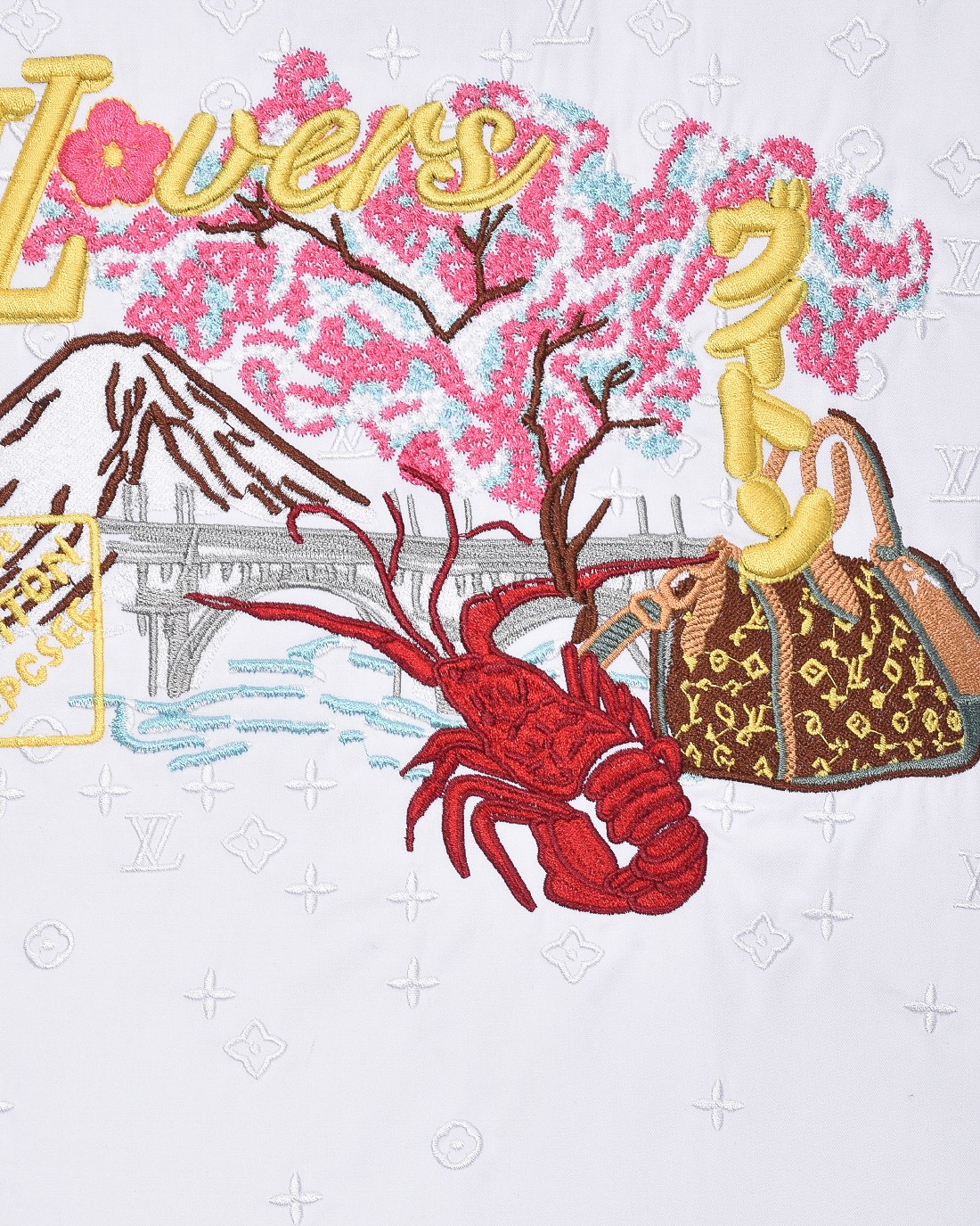 Louis Vuitton ロゴ刺繍長袖シャツ 重工芸デザイン 高級感溢れる