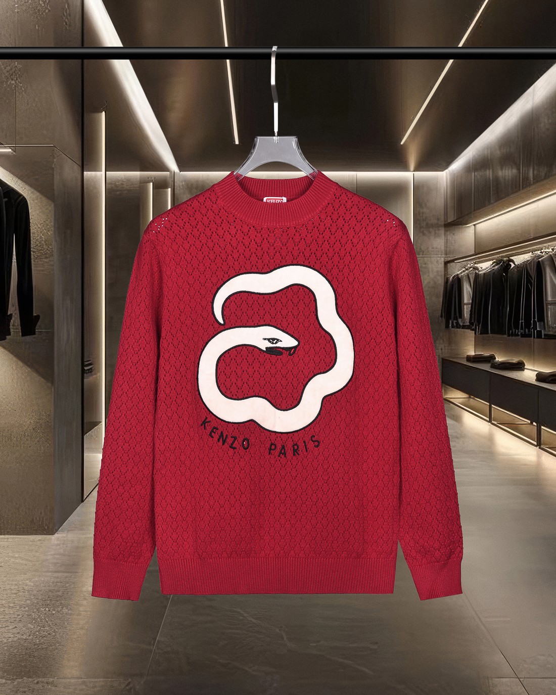 P118 Kenzo 25Fw edición limitada del año de la serpiente, suéter casual de cuello redondo de lana, 2025ss nuevo de la w…