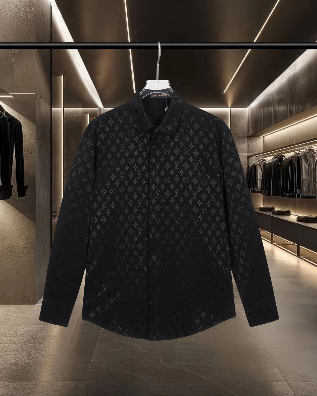 P148 Louis Vuitton/LV 🔥Éxito de ventas Nueva colección 25FW Camisa clásica de manga larga LV Monogram con logotipo y t…