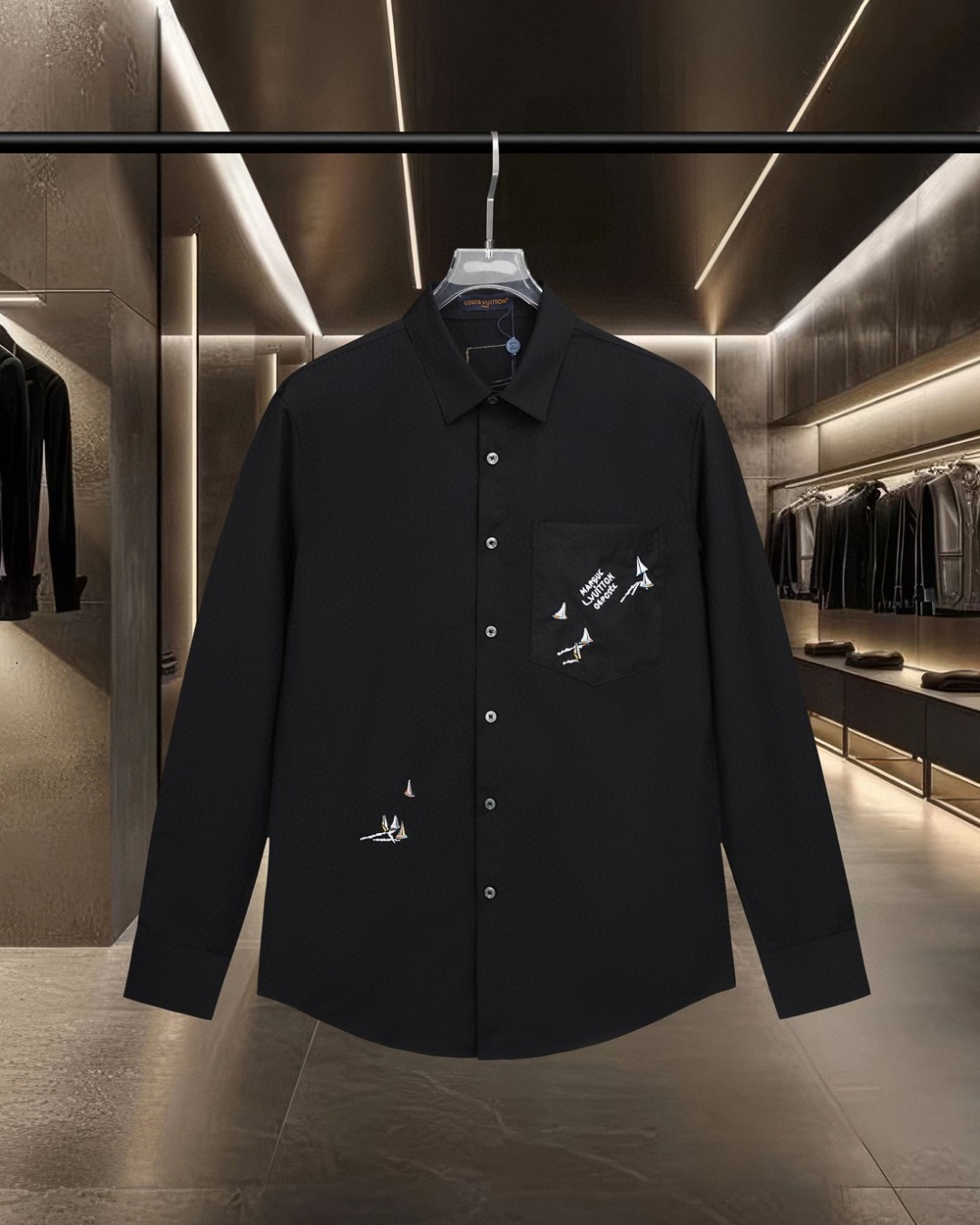 P158 LV Louis Vuitton 🔥Camisa de manga larga bordada serie Ocean Sail, sitio web oficial 2025ss, nueva camisa de manga…