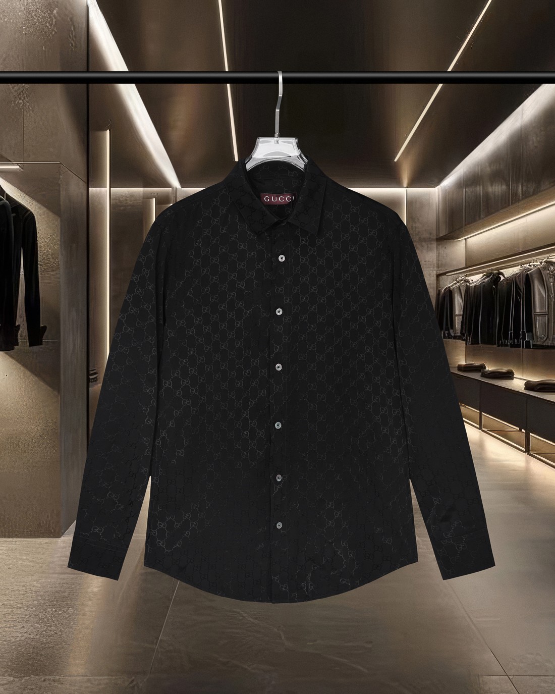 🅿158 GUCCI/古驰 🔥Hot item! 25FW classic double G bullet screen all-over logo letter Tencel long-sleeve shirt👔 2025SS o…