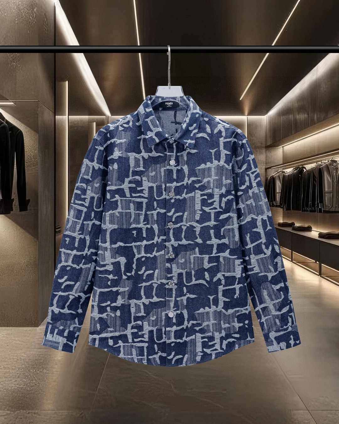 🅿168 FENDI 芬迪 🔥Éxito de ventas. Camisa de mezclilla con estampado completo de flecos y doble F jacquard. Nueva camisa…