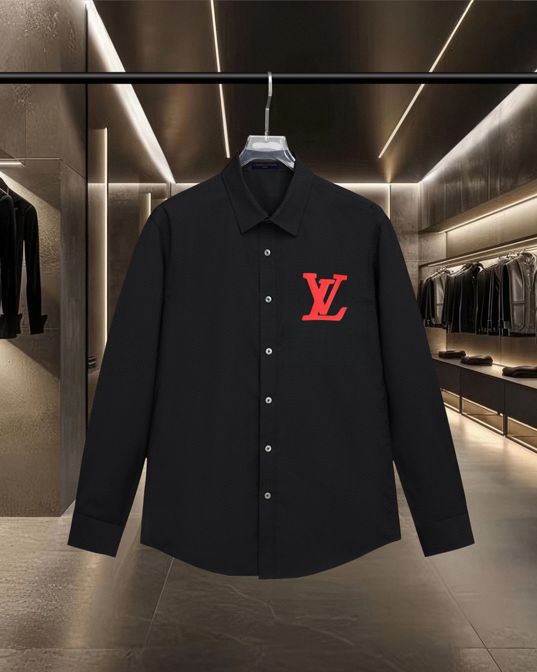 P138 LV Louis Vuitton 🔥 éxito de ventas Camisa de manga larga con logo Monogram gofrado y agrietado de placa gruesa 20…