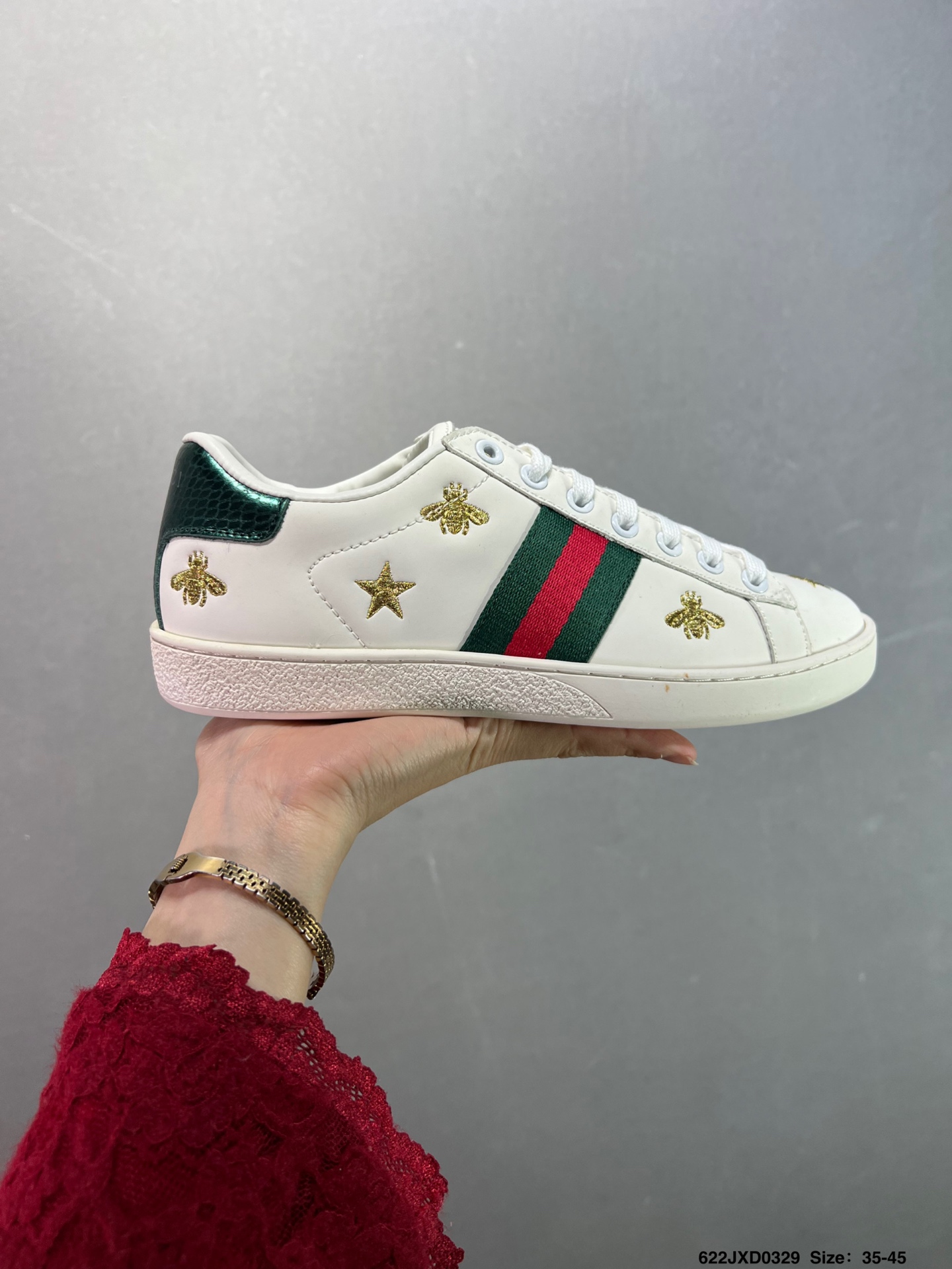 💰140 ✅古驰GUCCI古驰 Ace Embroidered Low-Top拼色刺绣系列低帮潮流百搭休闲板鞋429446 A39G O9085 尺码:如图 ID:622JXD0329
