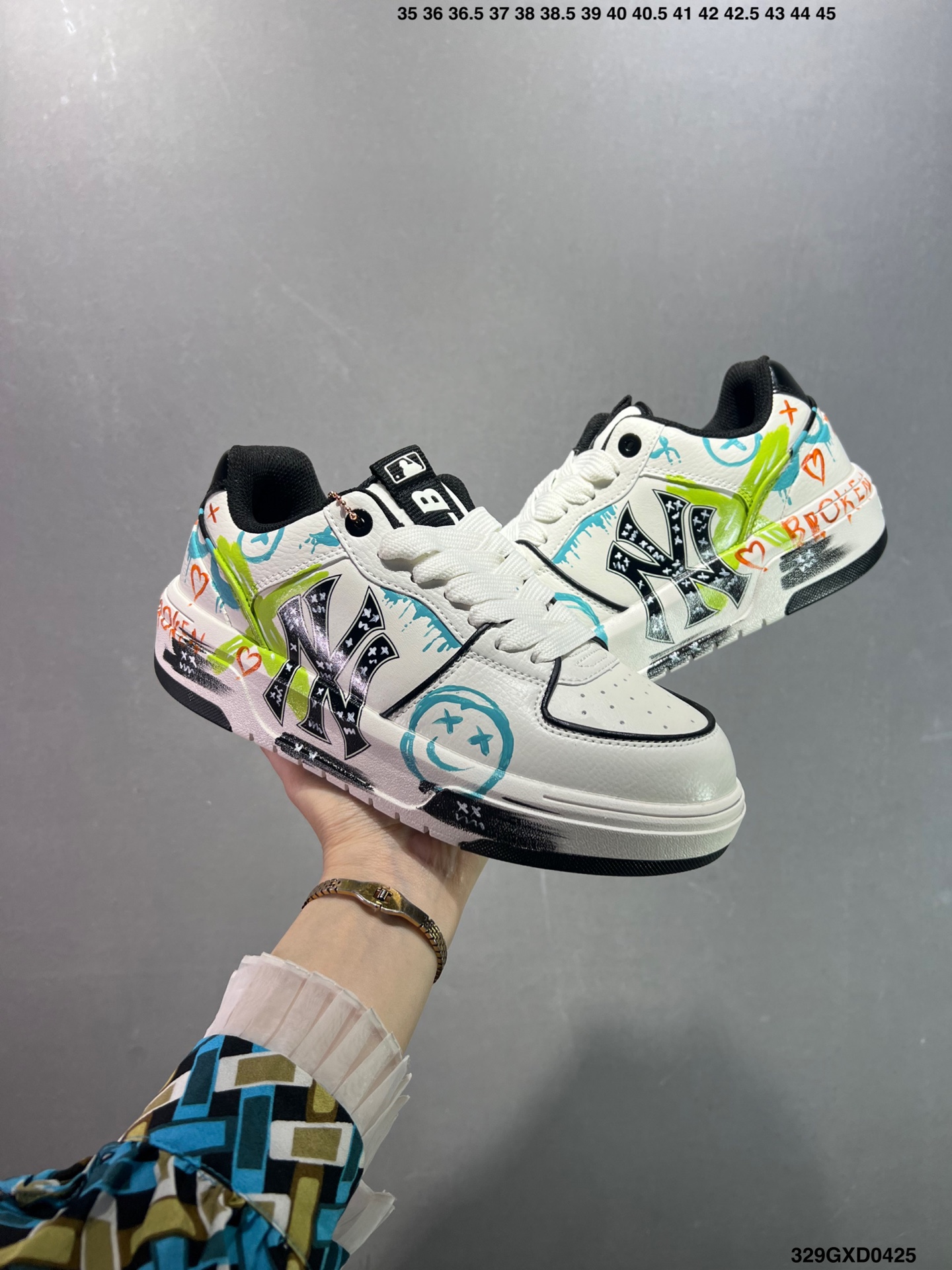MLB NY Yankees Graffiti Chunky Sneakers Height Increasing - Women's Size 9 i1745512401976 4712 0 7