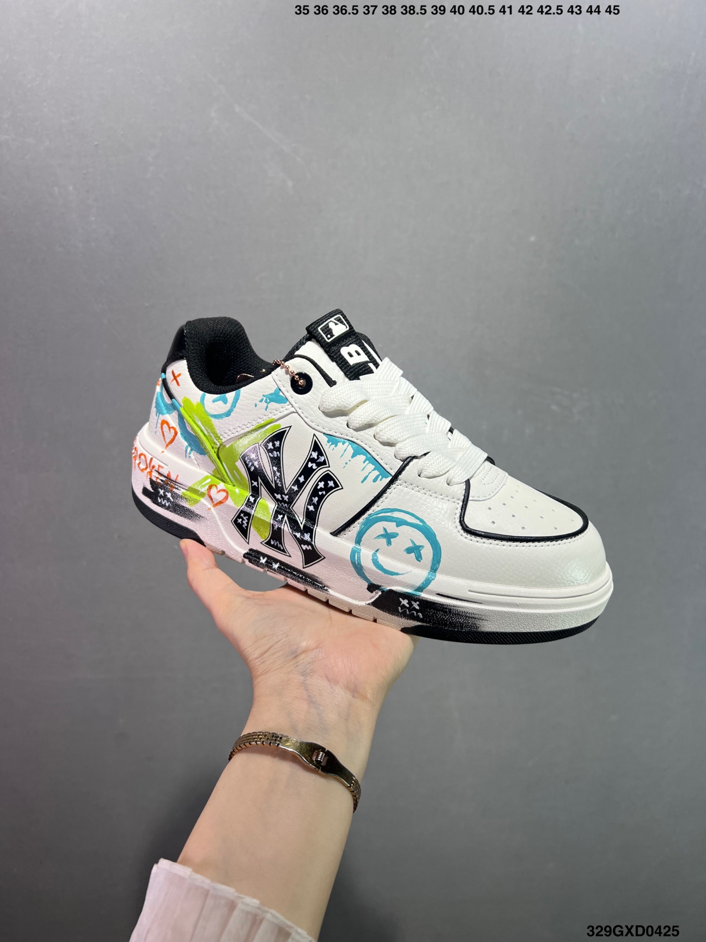 MLB NY Yankees Graffiti Chunky Sneakers Height Increasing - Women's Size 3 i1745512402003 2811 0 1