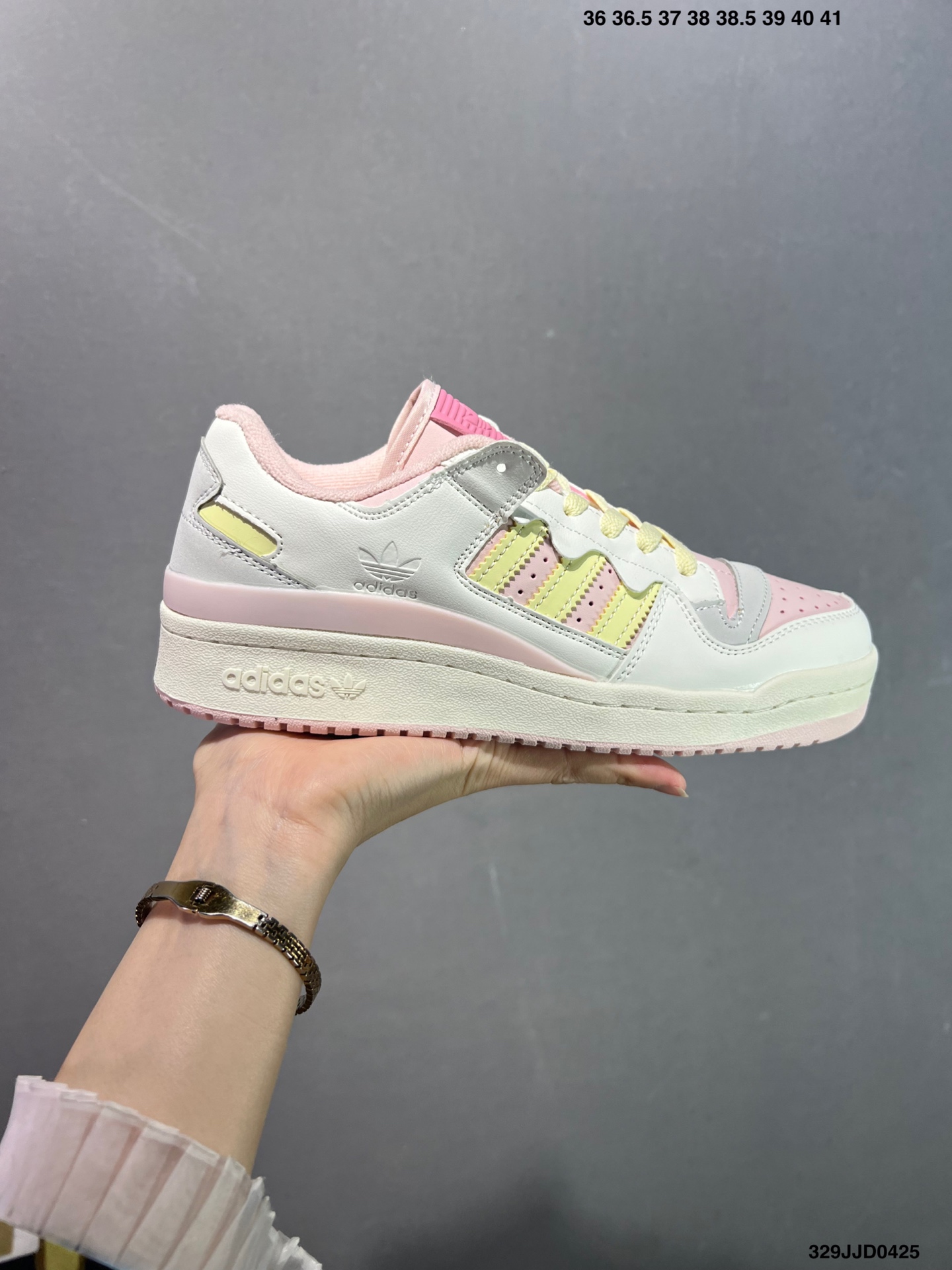 Adidas Forum Low CL Women's Retro Sneakers - Light Yellow / Pink - JR8032 2 i1745512471234 4988 0 0