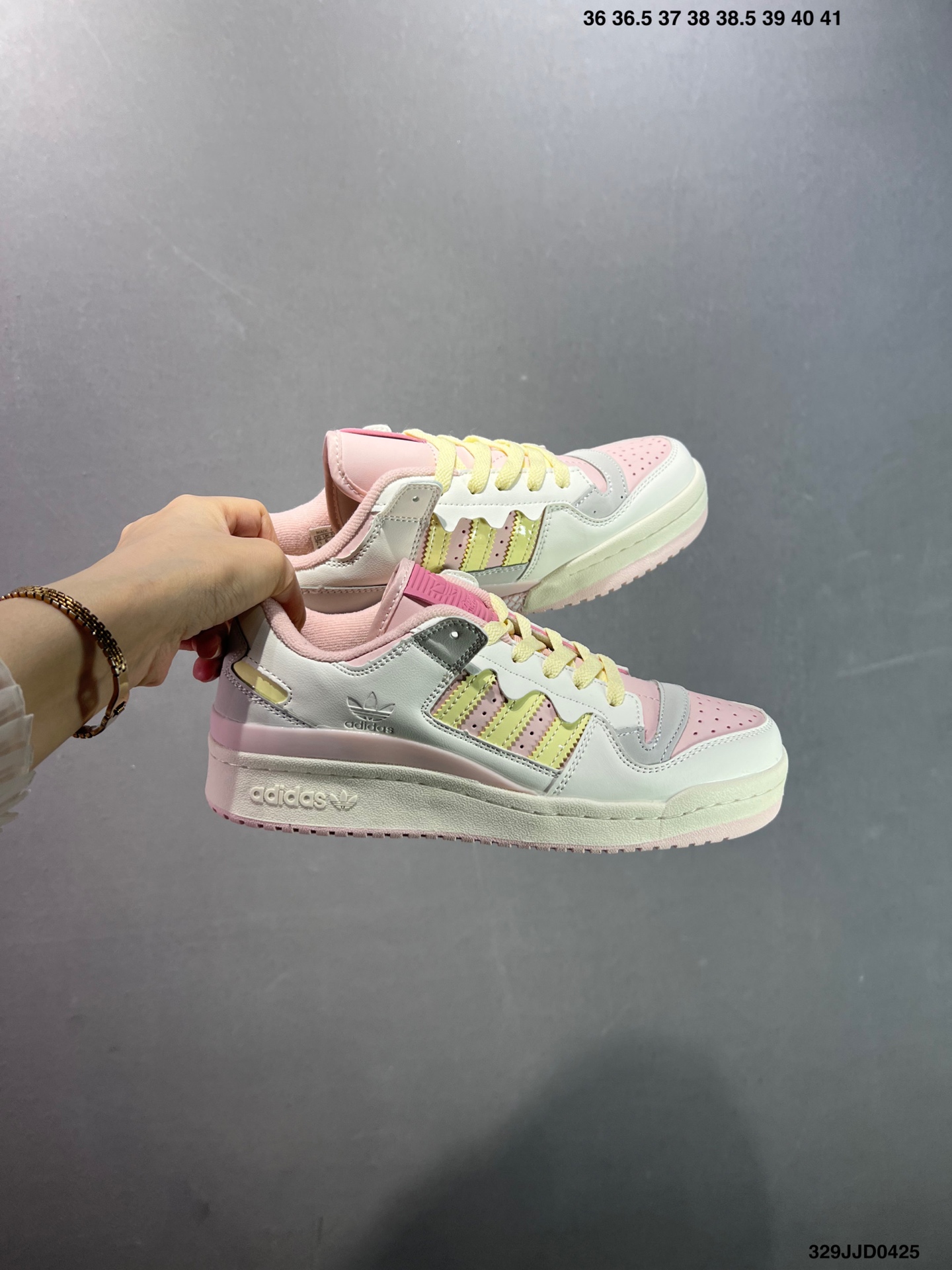 Adidas Forum Low CL Women's Retro Sneakers - Light Yellow / Pink - JR8032 10 i1745512473659 5508 0 8