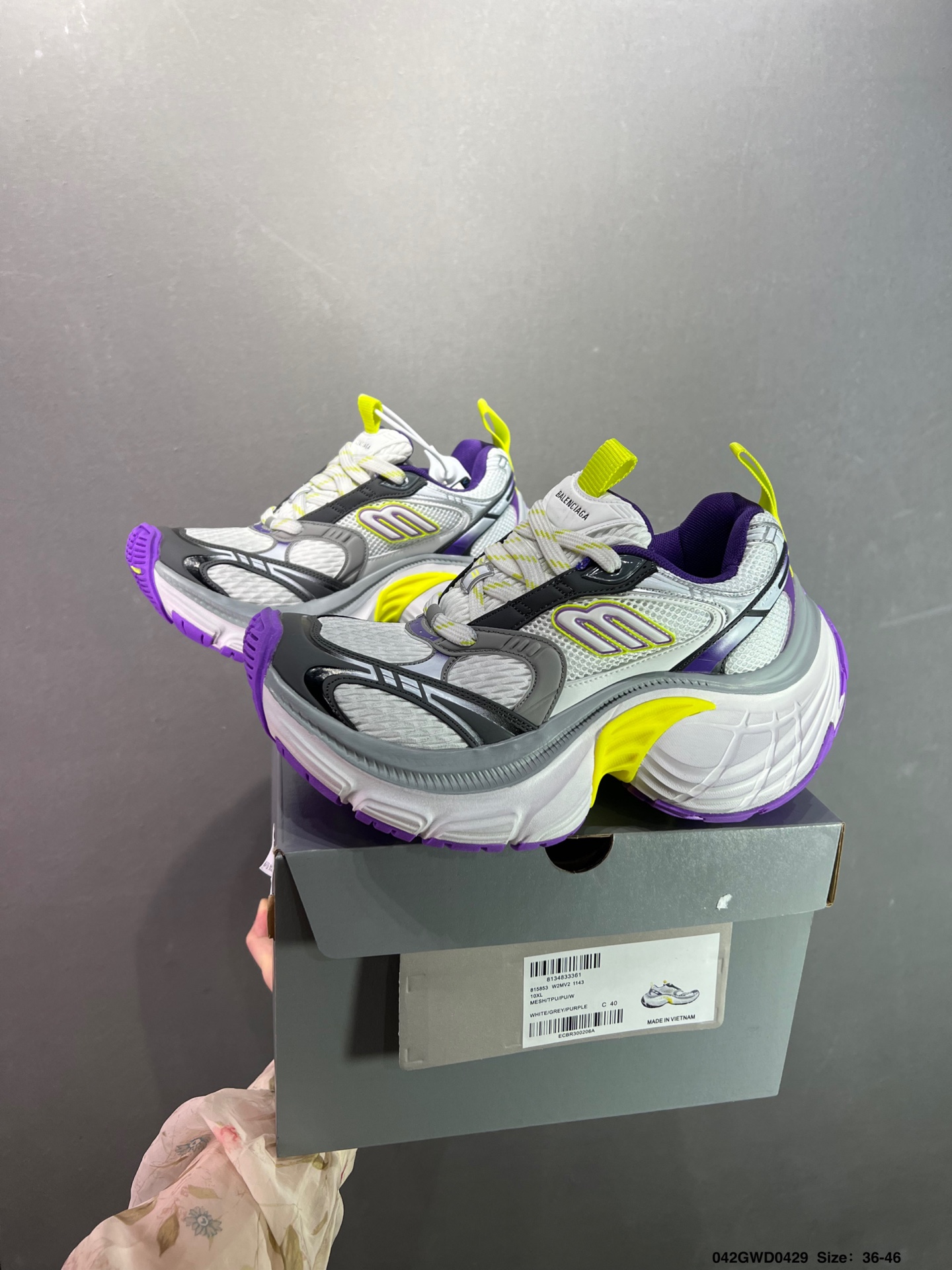 Balenciaga 10XL Cargo Sneakers: Retro, Chunky, Comfortable - White/Grey/Purple 10 i1745945432429 253 0 8