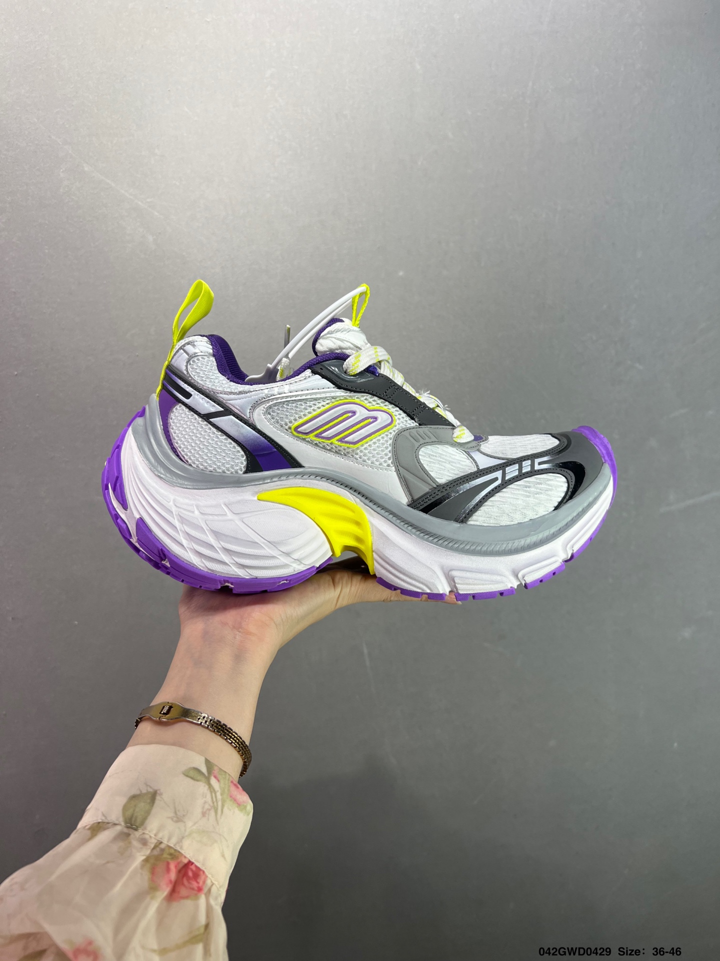 Balenciaga 10XL Cargo Sneakers: Retro, Chunky, Comfortable - White/Grey/Purple