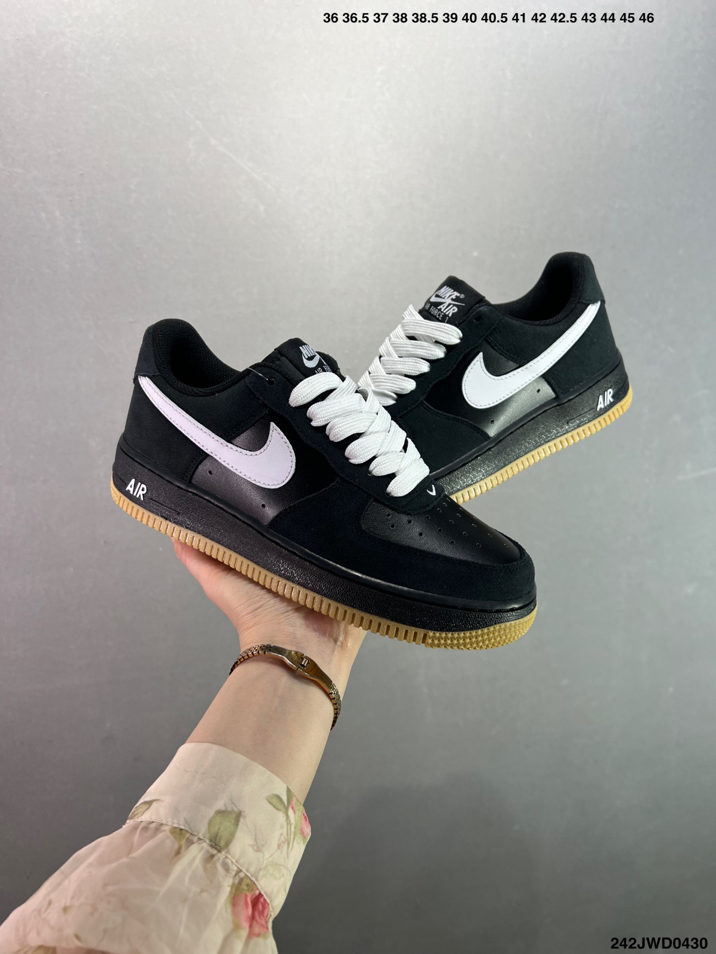 Nike Air Force 1 Low Black White Gum Bottom Sneakers Size 36-45 9 i1745946017382 3826 0 7