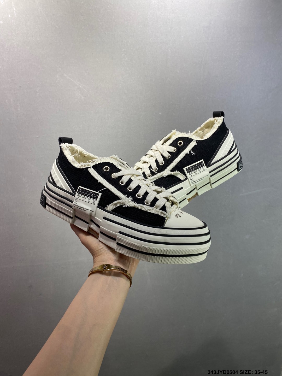 xVESSEL Peace by Piece High-Top Canvas Sneakers - White/Black Fringe 9 i1746289601953 7561 0 7