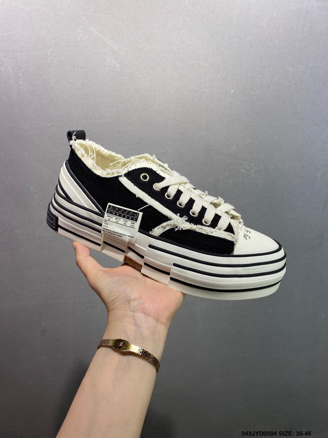 xVESSEL Peace by Piece High-Top Canvas Sneakers - White/Black Fringe 3 i1746289602080 6483 0 1