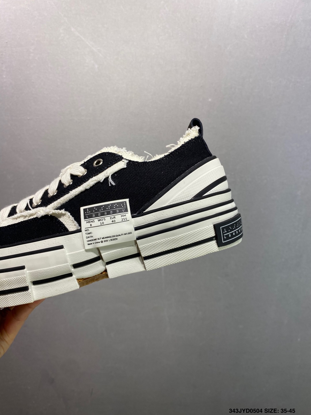 xVESSEL Peace by Piece High-Top Canvas Sneakers - White/Black Fringe 7 i1746289602270 6517 0 5