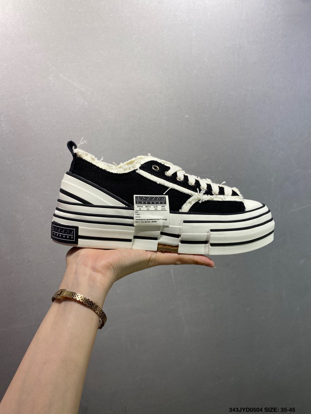 xVESSEL Peace by Piece High-Top Canvas Sneakers - White/Black Fringe 2 i1746289602333 7804 0 0