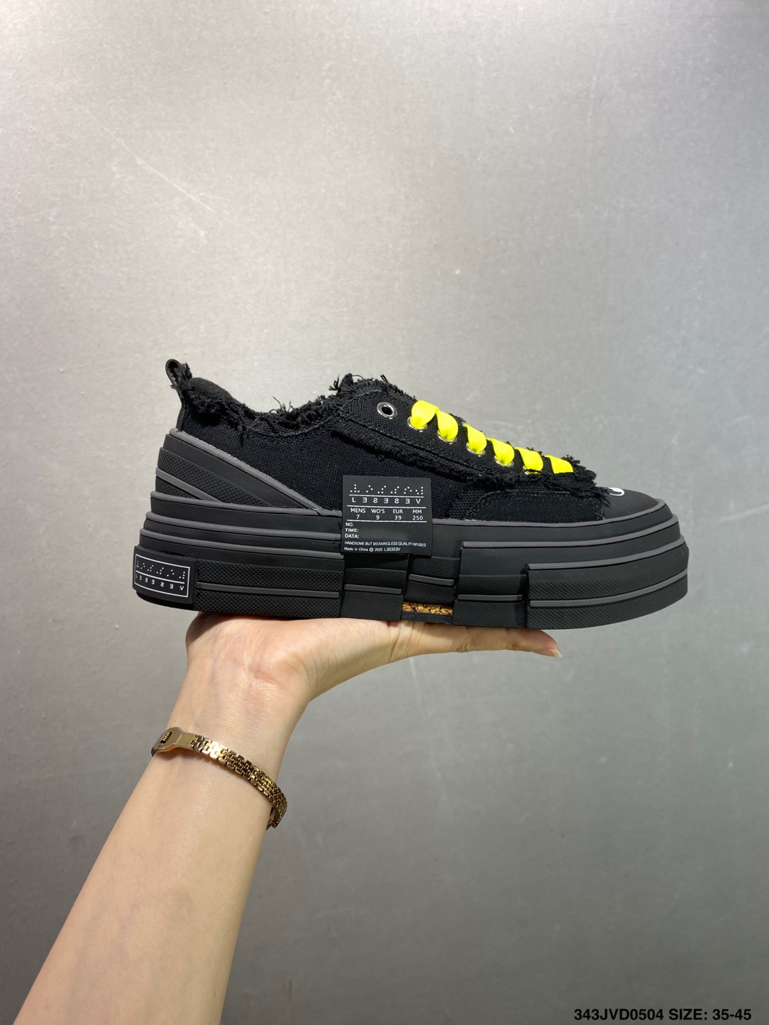 xVESSEL Peace by Piece Black Canvas Deconstructed Platform Sneakers 2 i1746289639706 4347 0 0