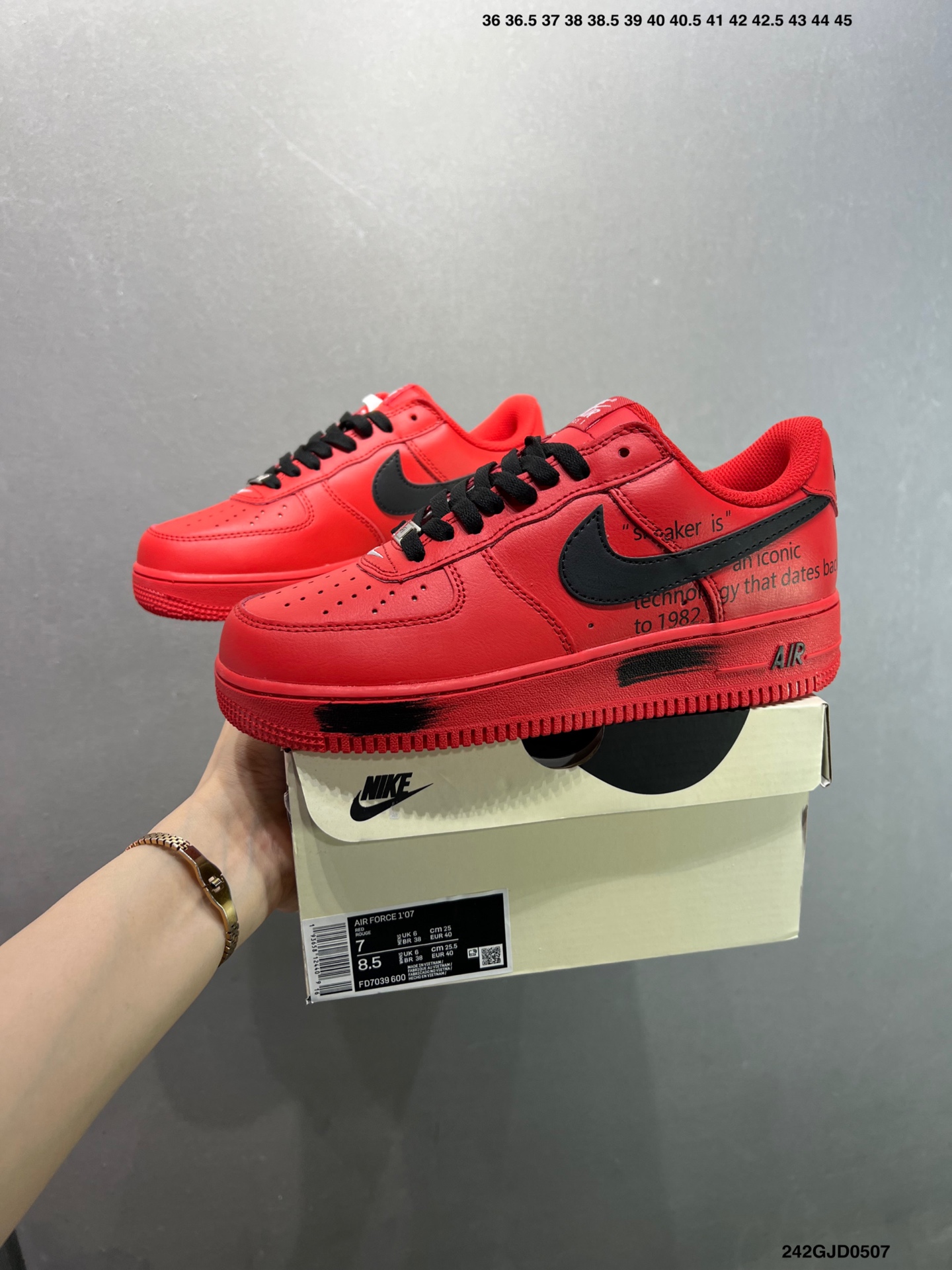 Nike Air Force 1 Low '82 Red/Black Sneakers Men's Size 8 - Size 11 10 i1746548525611 8578 0 8
