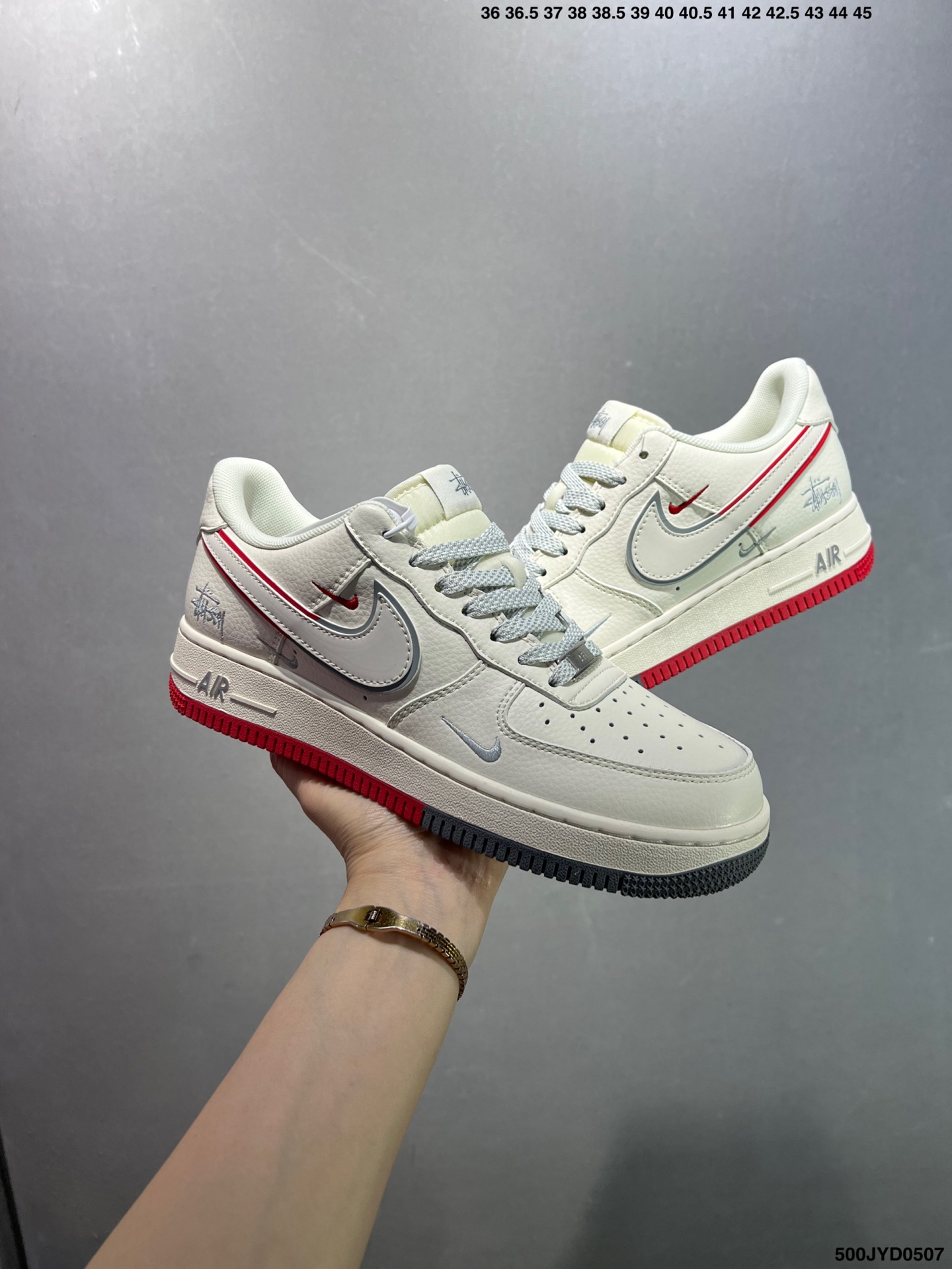 Nike Air Force 1 Low Stussy Collab Cream Red Bottom Men's Sneakers 9 i1746548657301 7249 0 7