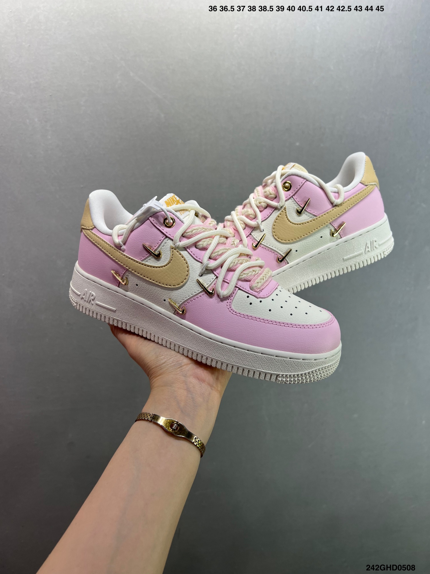 Nike Air Force 1 Low Pink and White Leather Sneaker for Women 2 i1746633634459 1249 0 7