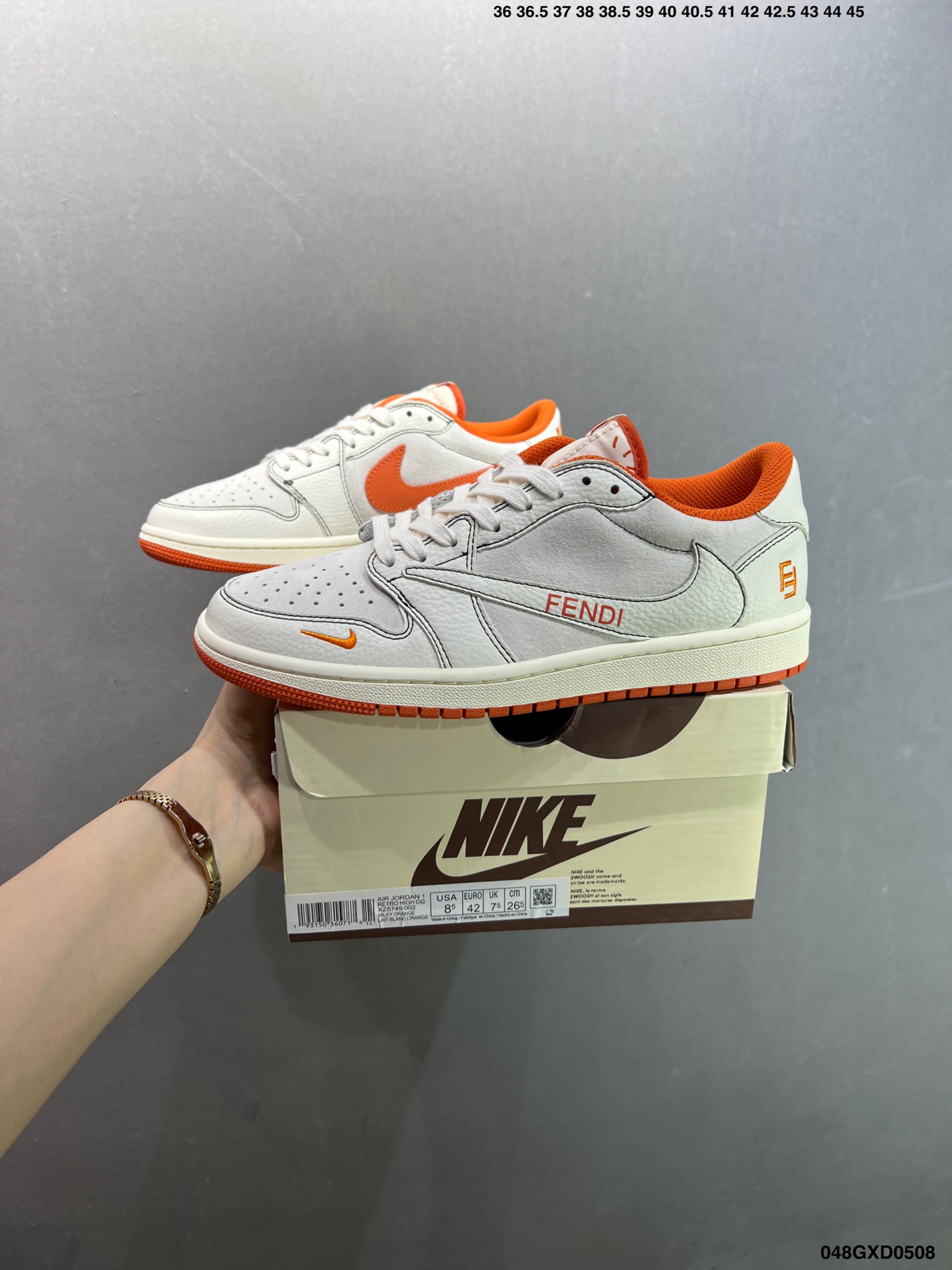 Nike Air Jordan 1 Low Fendi Custom White/Orange Retro Shoes 10 i1746638957419 4119 0 8