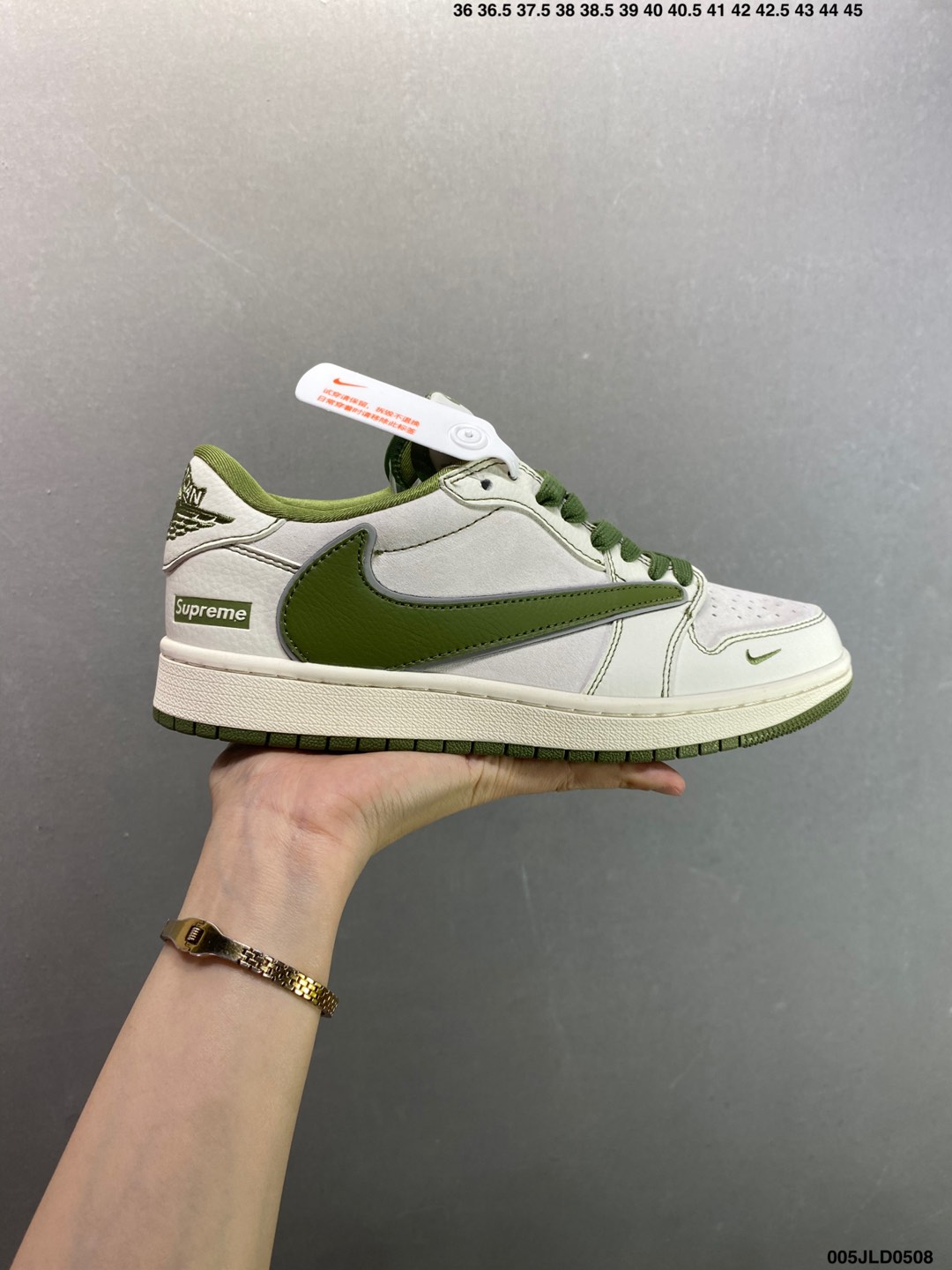 Nike Air Jordan 1 Low Custom Olive Green Sneakers - Retro Style, Supreme Detail 2 i1746641802531 6598 0 0