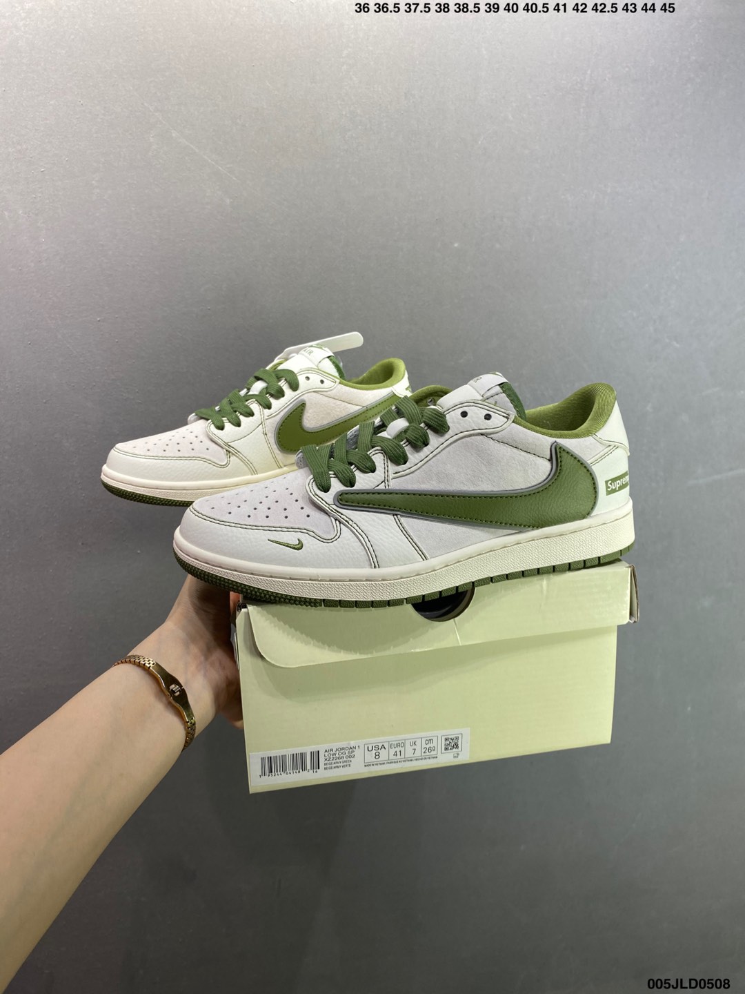 Nike Air Jordan 1 Low Custom Olive Green Sneakers - Retro Style, Supreme Detail 10 i1746641802664 6362 0 8