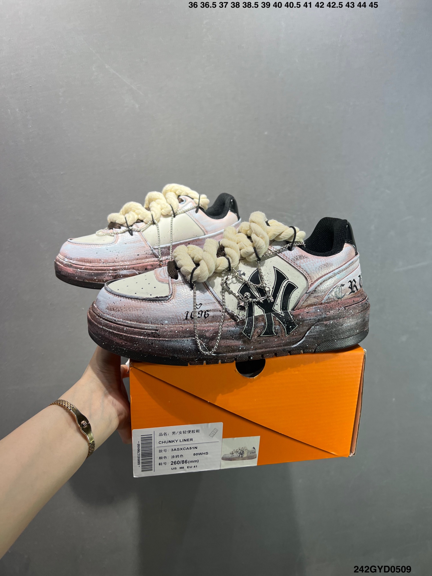 MLB NY Yankees Graffiti Chunky Sneakers Platform Height Increasing Shoes 10 i1746723368450 8271 0 8