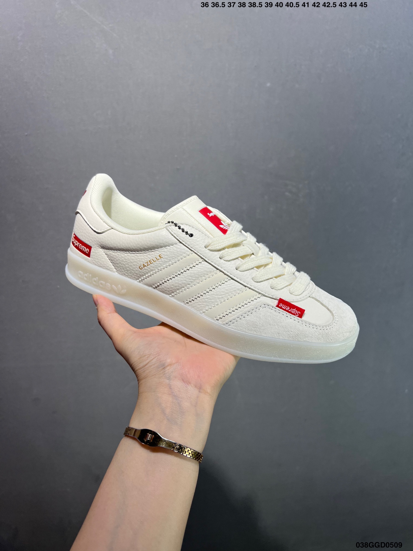 Adidas x Supreme Gazelle Cream White Sneakers - Retro Style, Comfortable Fit 3 i1746724405923 2543 0 1