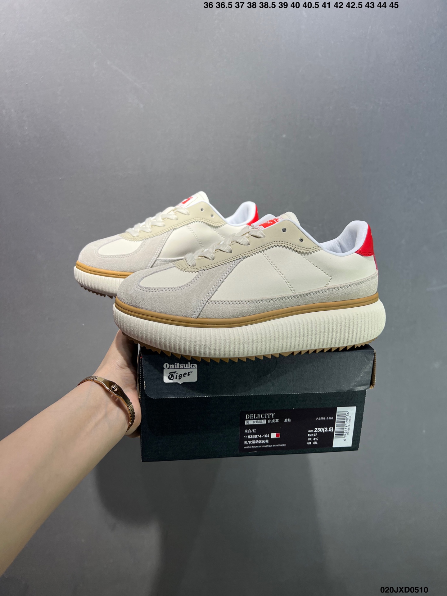 Onitsuka Tiger Delecity Cream/Red Low-Top Platform Sneakers, Size 36-45 5 i1746810479601 5836 0 8