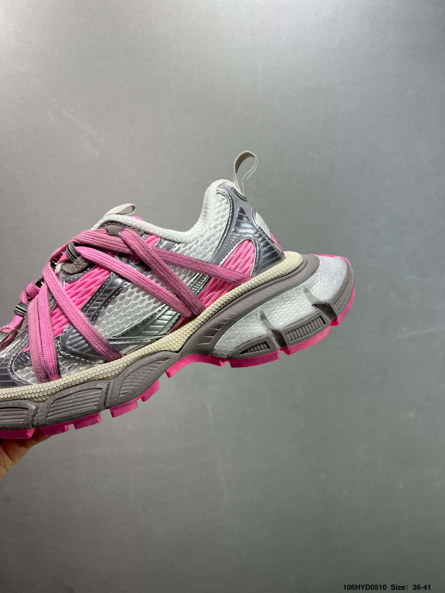 Balenciaga 3XL Sneakers: Pink, Silver, and White Retro Running Shoes 3 i1746810832139 608 0 5