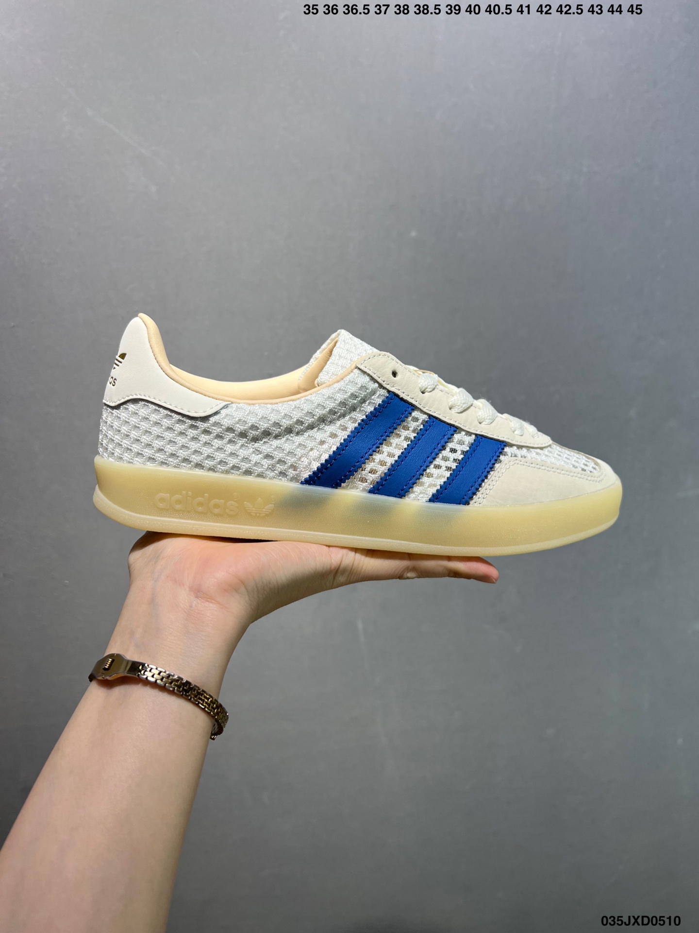 Adidas Originals Gazelle Indoor Sneakers - Cream White, Blue Stripes 2 i1746898622519 7656 0 0