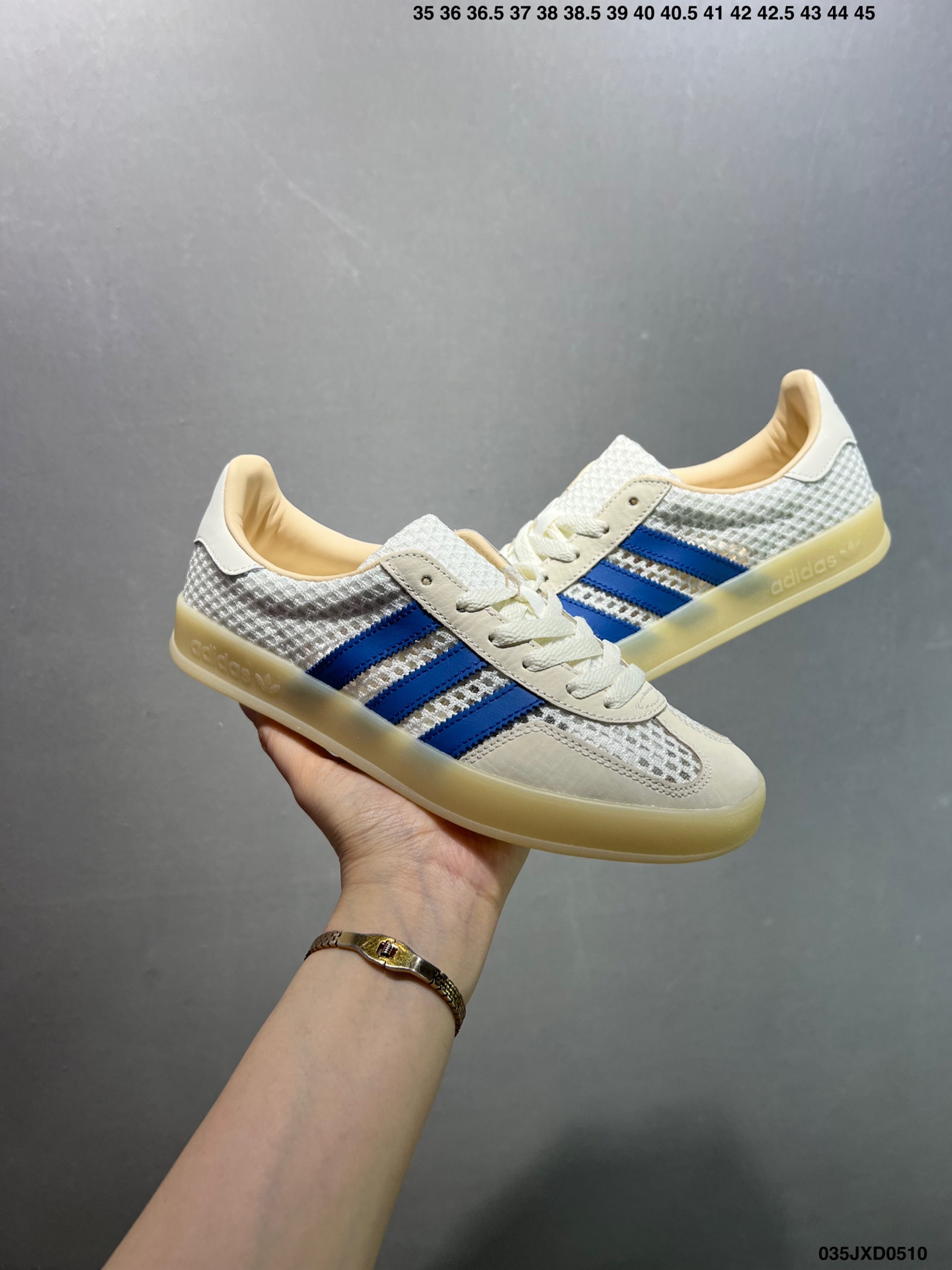 Adidas Originals Gazelle Indoor Sneakers - Cream White, Blue Stripes 9 i1746898624791 3305 0 7