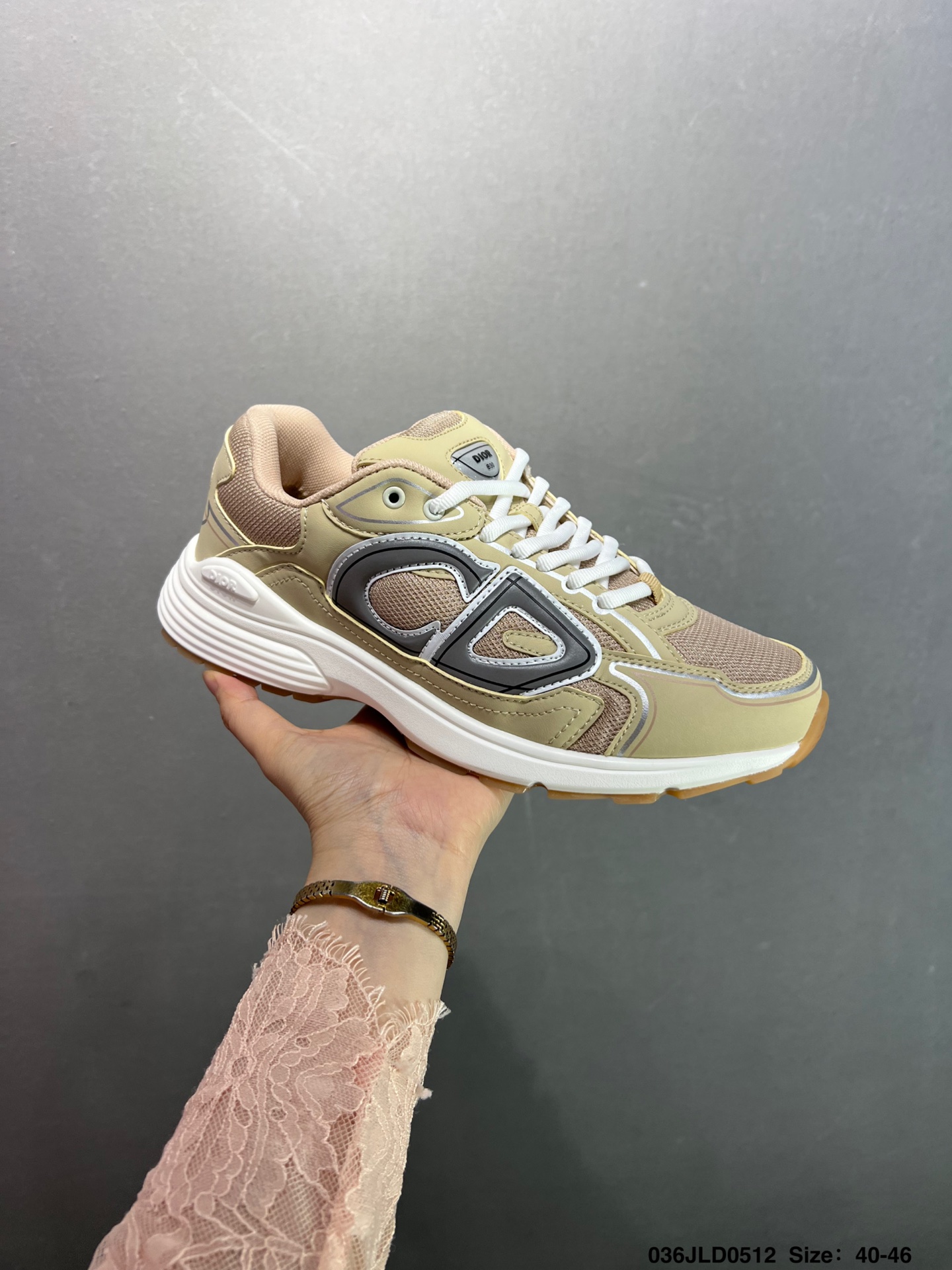 Dior B30 Low-Top Sneakers in Beige Mesh Fabric with Reflective CD30 Logo 2 i1746978689571 2451 0 1