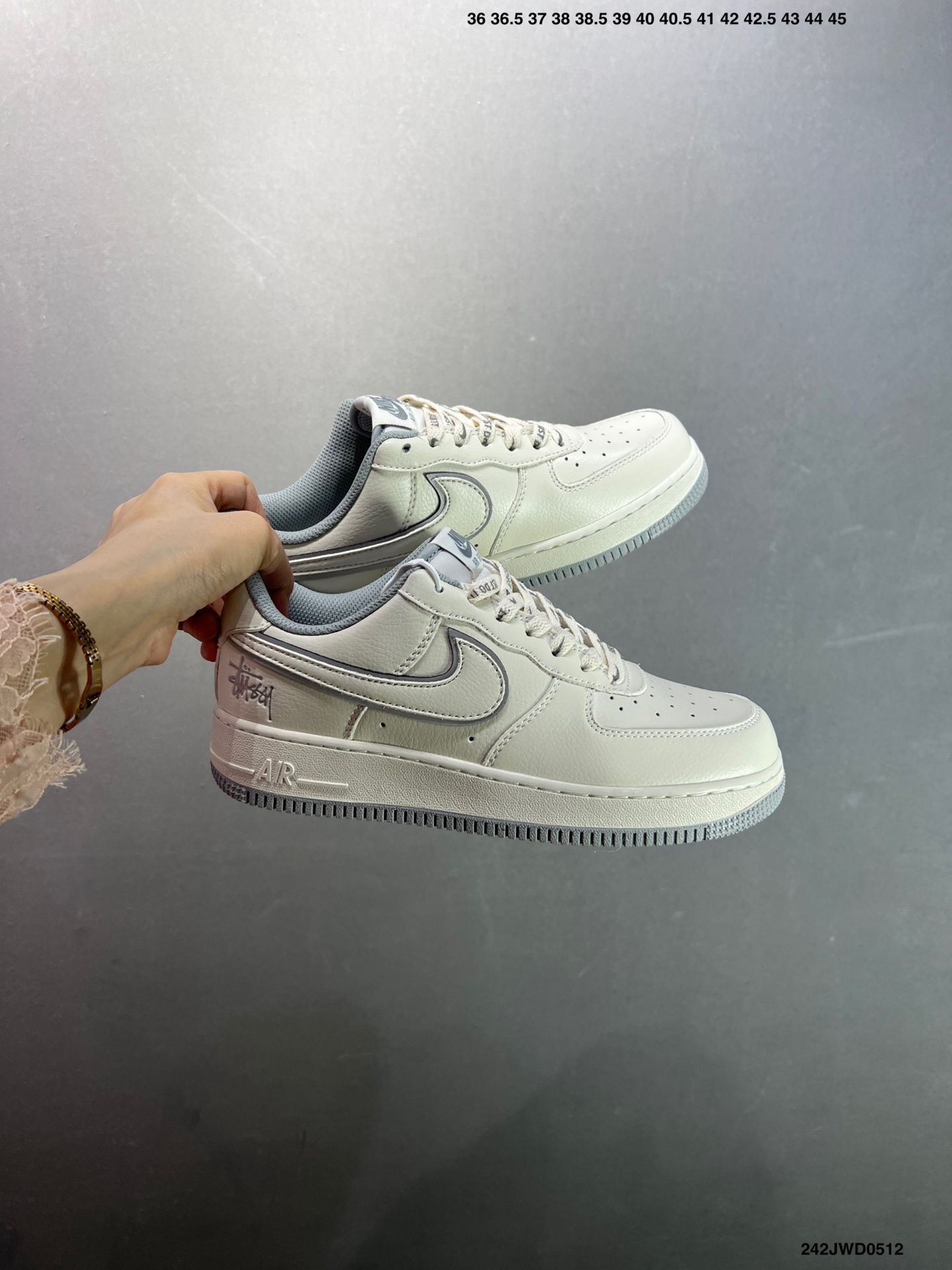 Stussy x Nike Air Force 1 Low Cream/Grey Reflective Casual Sneakers 10 i1746982130390 8559 0 8