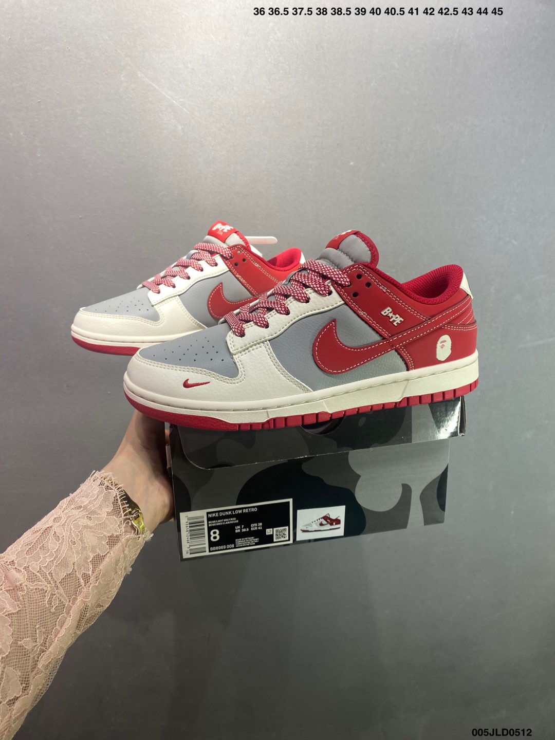 Bape x Nike Dunk Low Red/Grey Made by Ideas Sneakers - BB8969-008 9 i1746983804766 8875 0 7