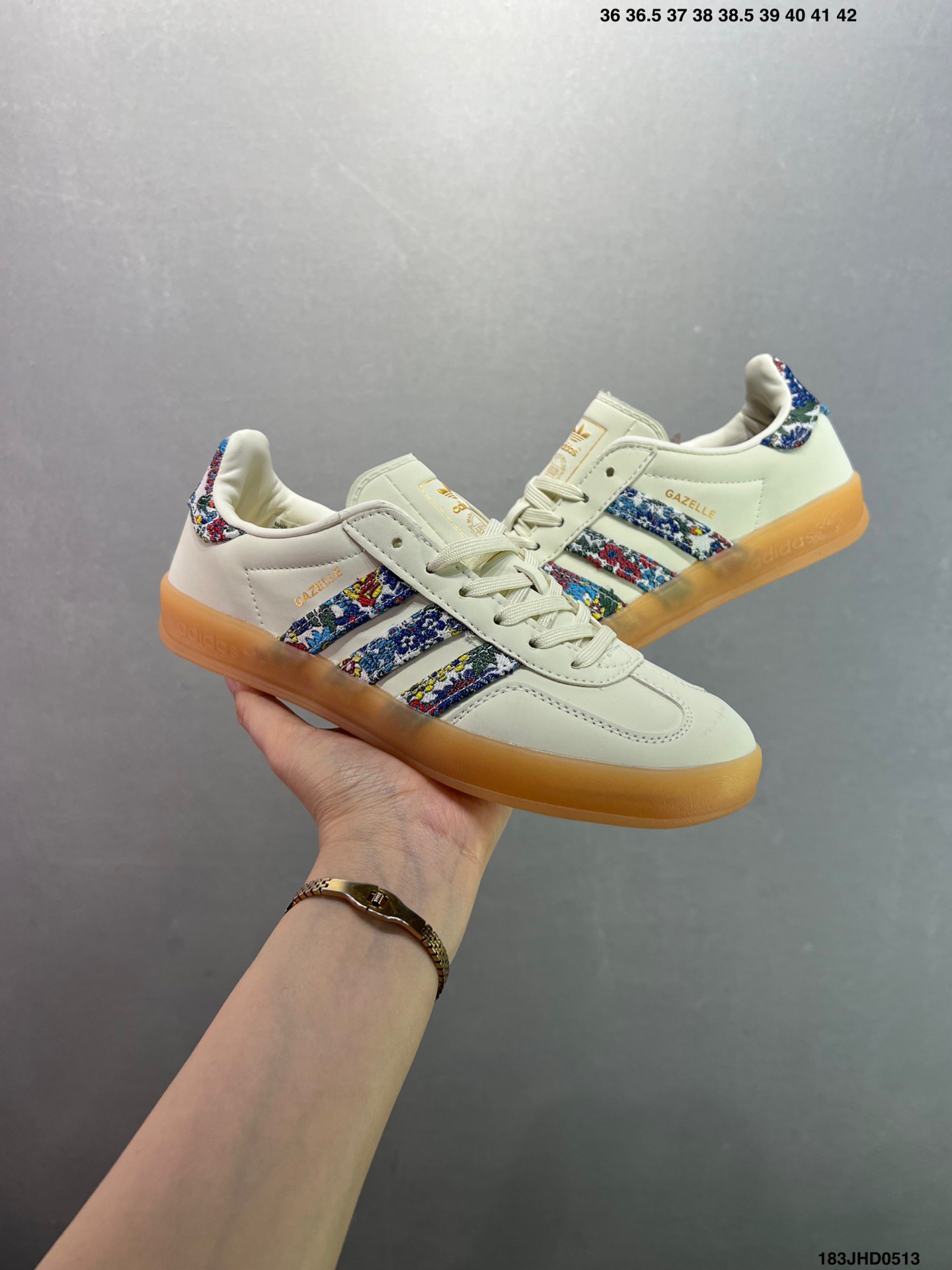 Adidas Gazelle Indoor Sneakers - Floral Print Suede Low Top - JP5309 8 i1747066640643 5383 0 7