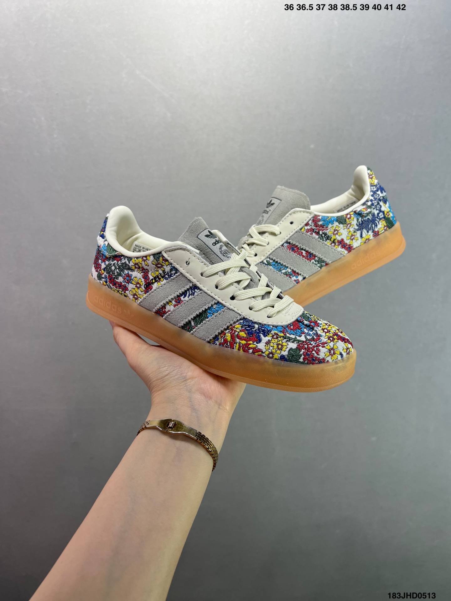 Adidas Gazelle Indoor Sneakers - Floral Print Suede Low Top - JP5309 4 i1747066664346 3389 0 7