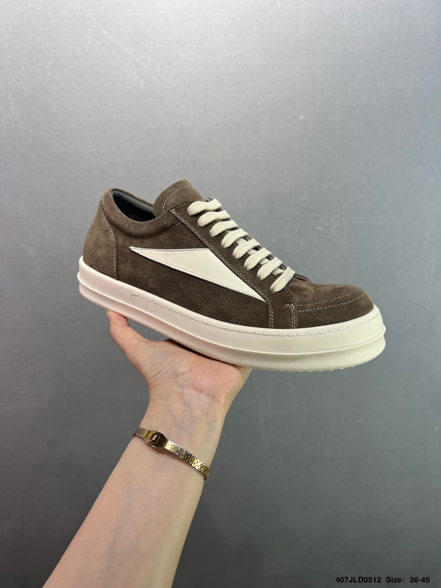 Rick Owens DRKSHDW Brown Suede Low-Top Sneakers with White Accents 2 i1747067602070 4460 0 1
