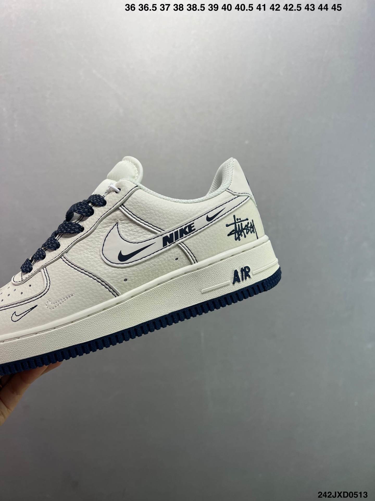Nike Air Force 1 '07 Low Stussy Collab Sneakers - Cream/Navy, All Sizes 7 i1747070311053 252 0 5
