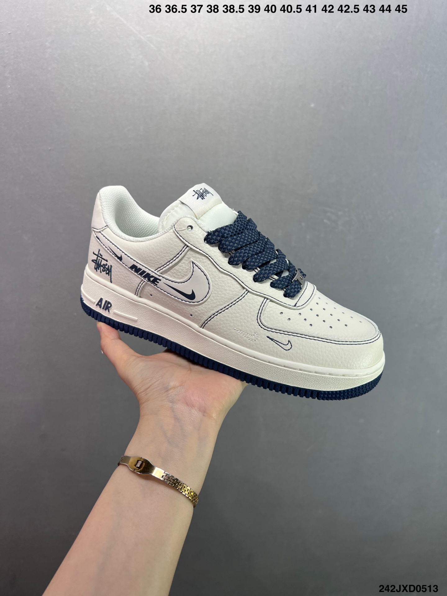 Nike Air Force 1 '07 Low Stussy Collab Sneakers - Cream/Navy, All Sizes 3 i1747070311068 9120 0 1