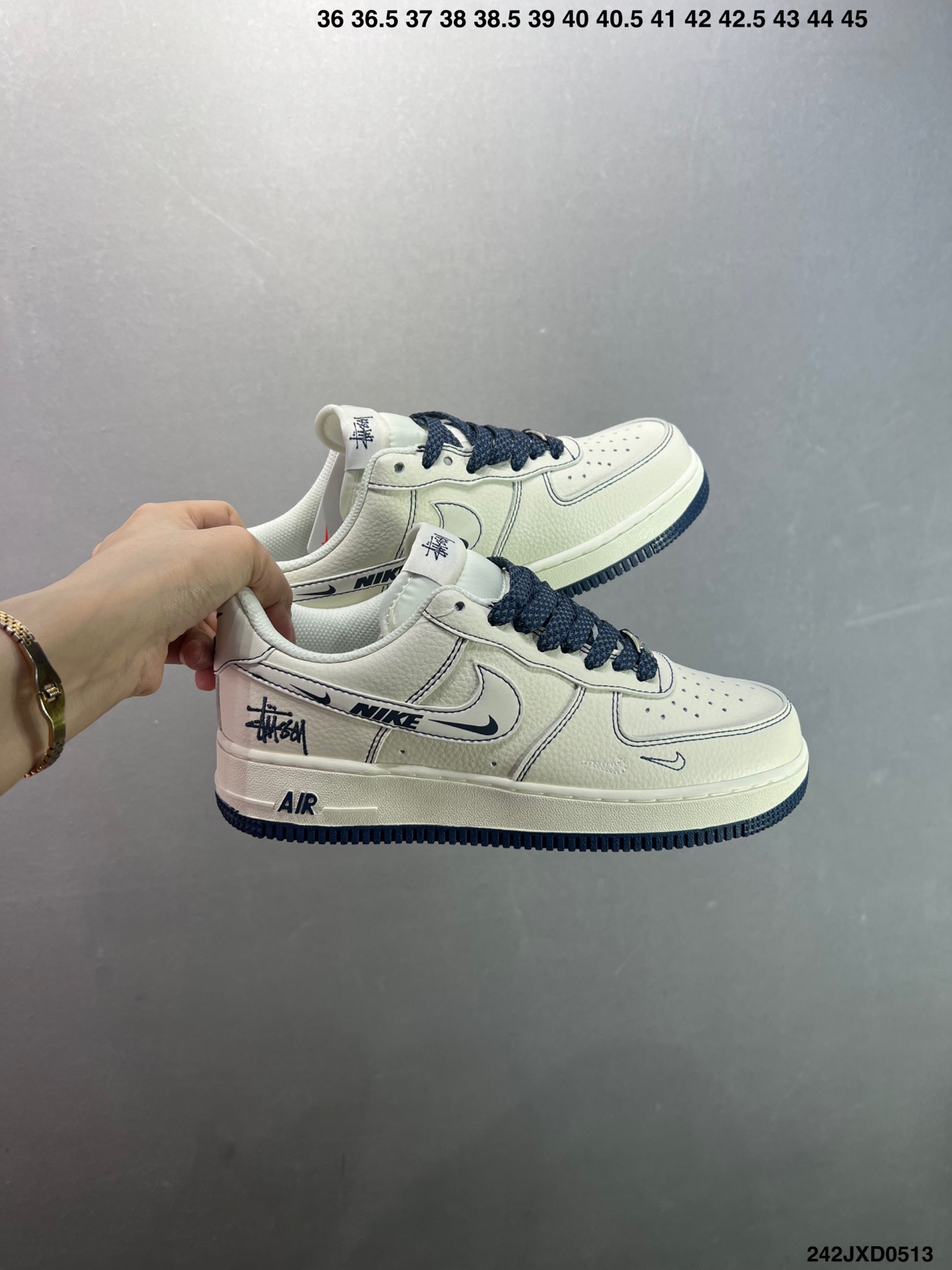 Nike Air Force 1 '07 Low Stussy Collab Sneakers - Cream/Navy, All Sizes 10 i1747070313510 1607 0 8