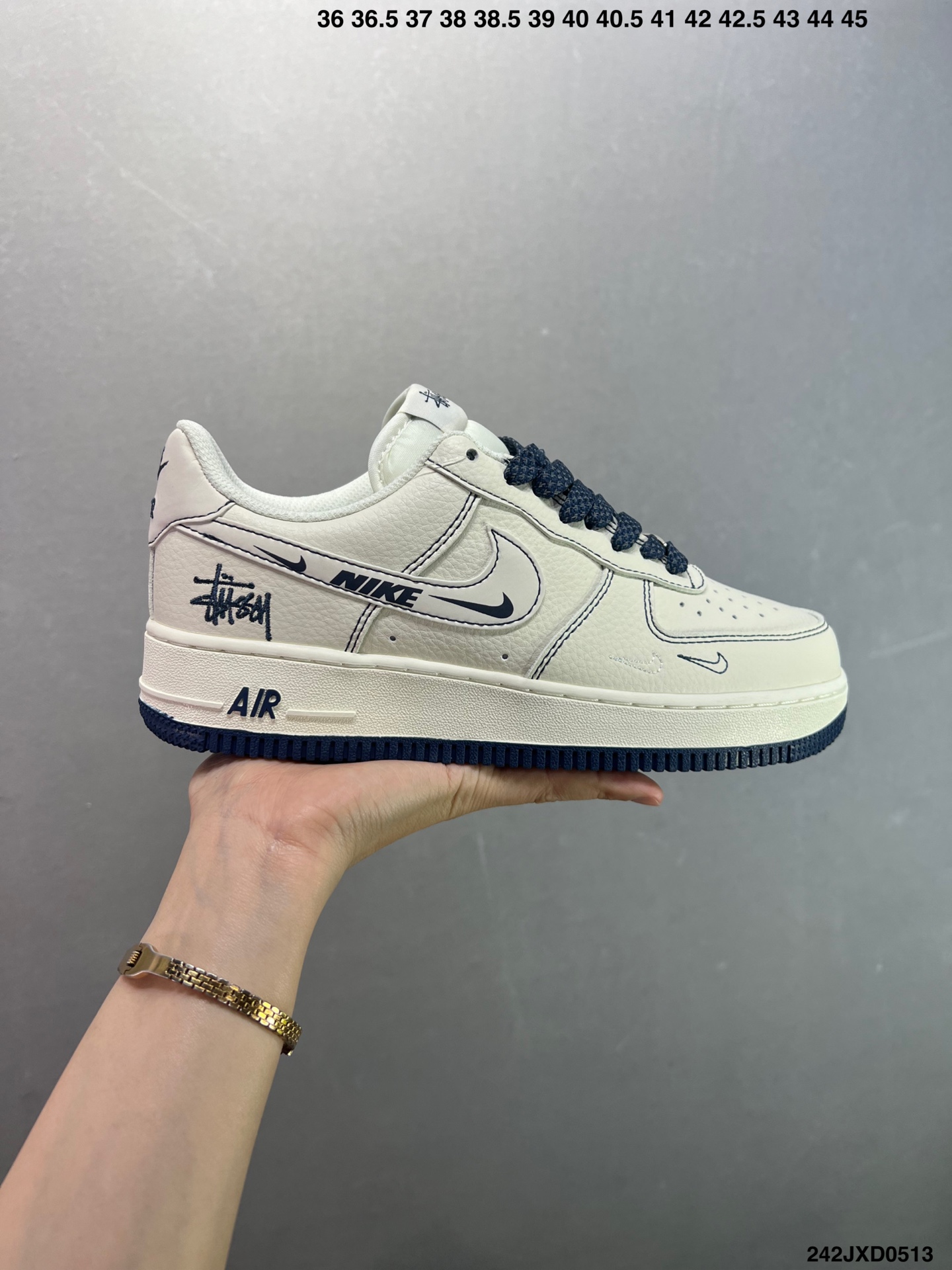 Nike Air Force 1 '07 Low Stussy Collab Sneakers - Cream/Navy, All Sizes 2 i1747070313530 8752 0 0