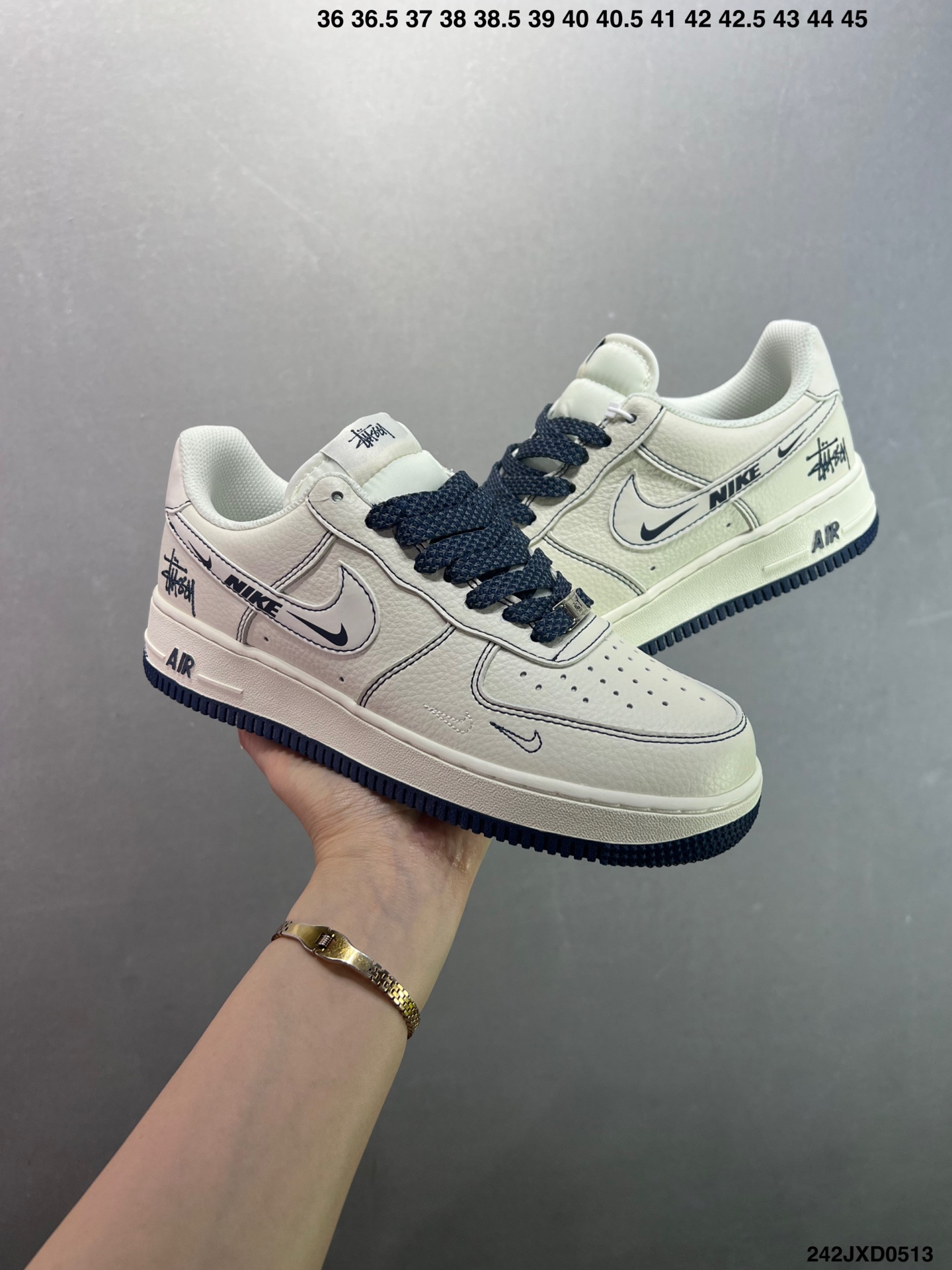 Nike Air Force 1 '07 Low Stussy Collab Sneakers - Cream/Navy, All Sizes 9 i1747070313544 9166 0 7