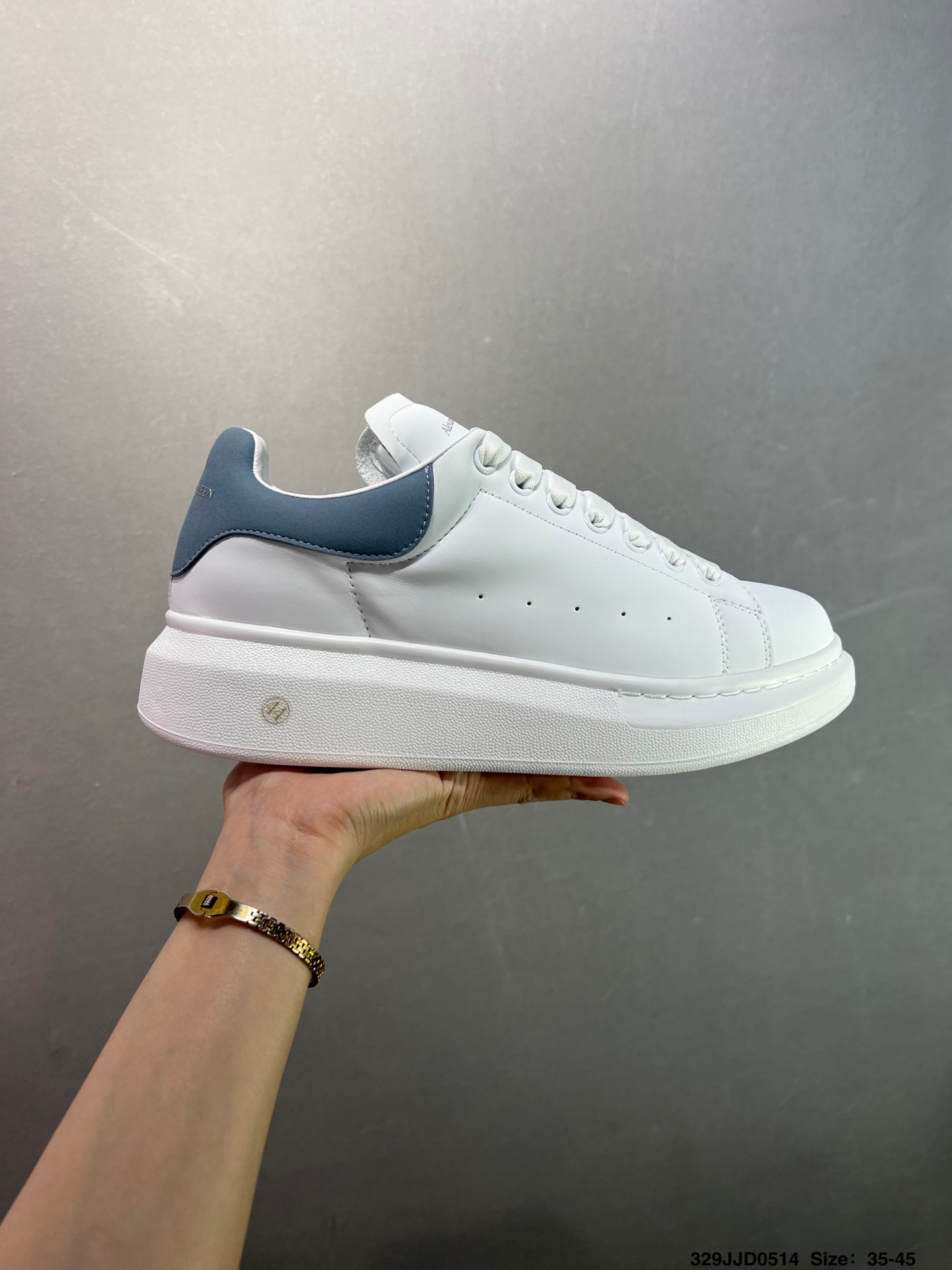 Alexander McQueen Oversized Sneakers - White Leather with Blue Heel 2 i1747147651574 9490 0 0