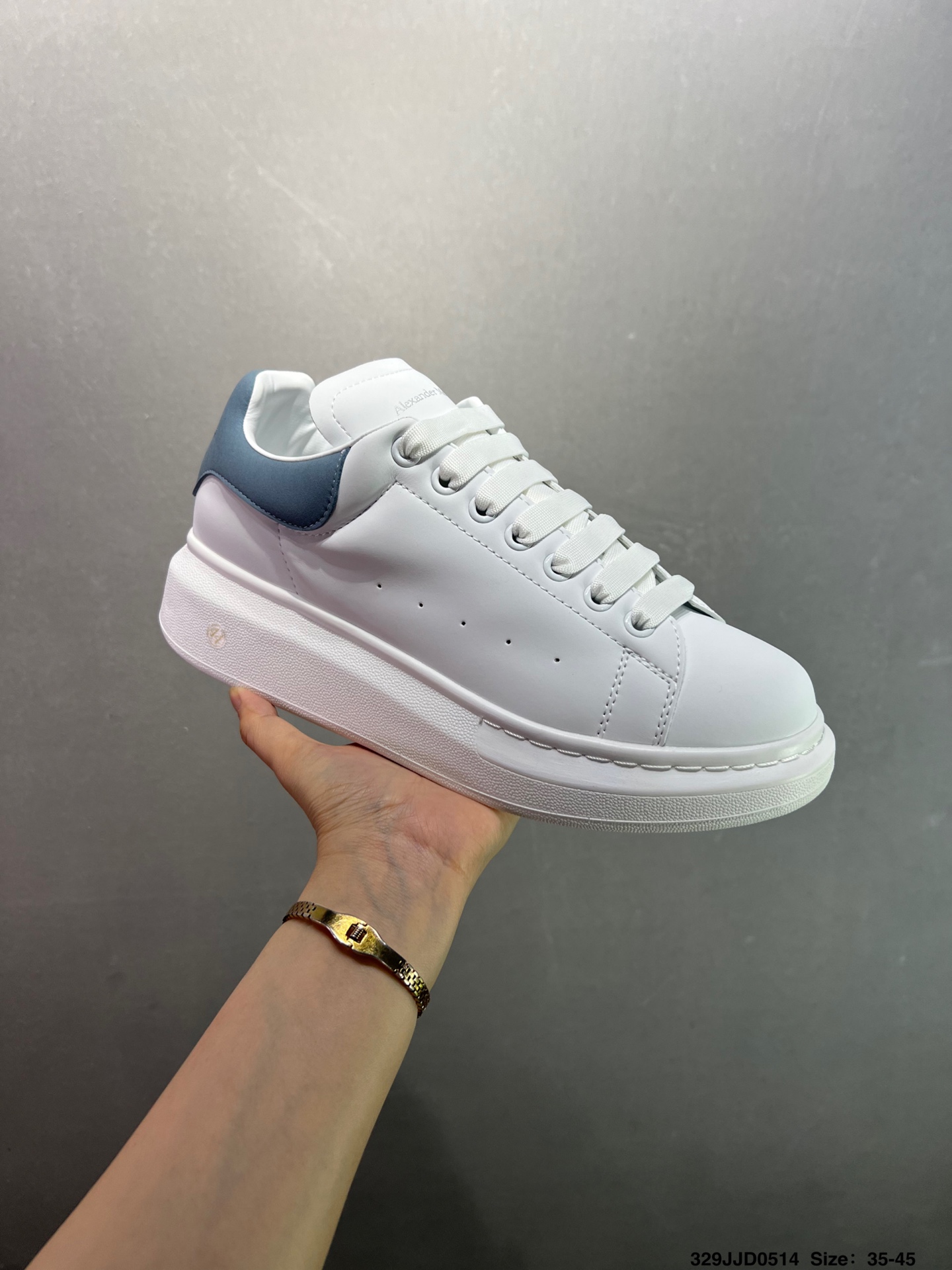 Alexander McQueen Oversized Sneakers - White Leather with Blue Heel 3 i1747147653245 7576 0 1