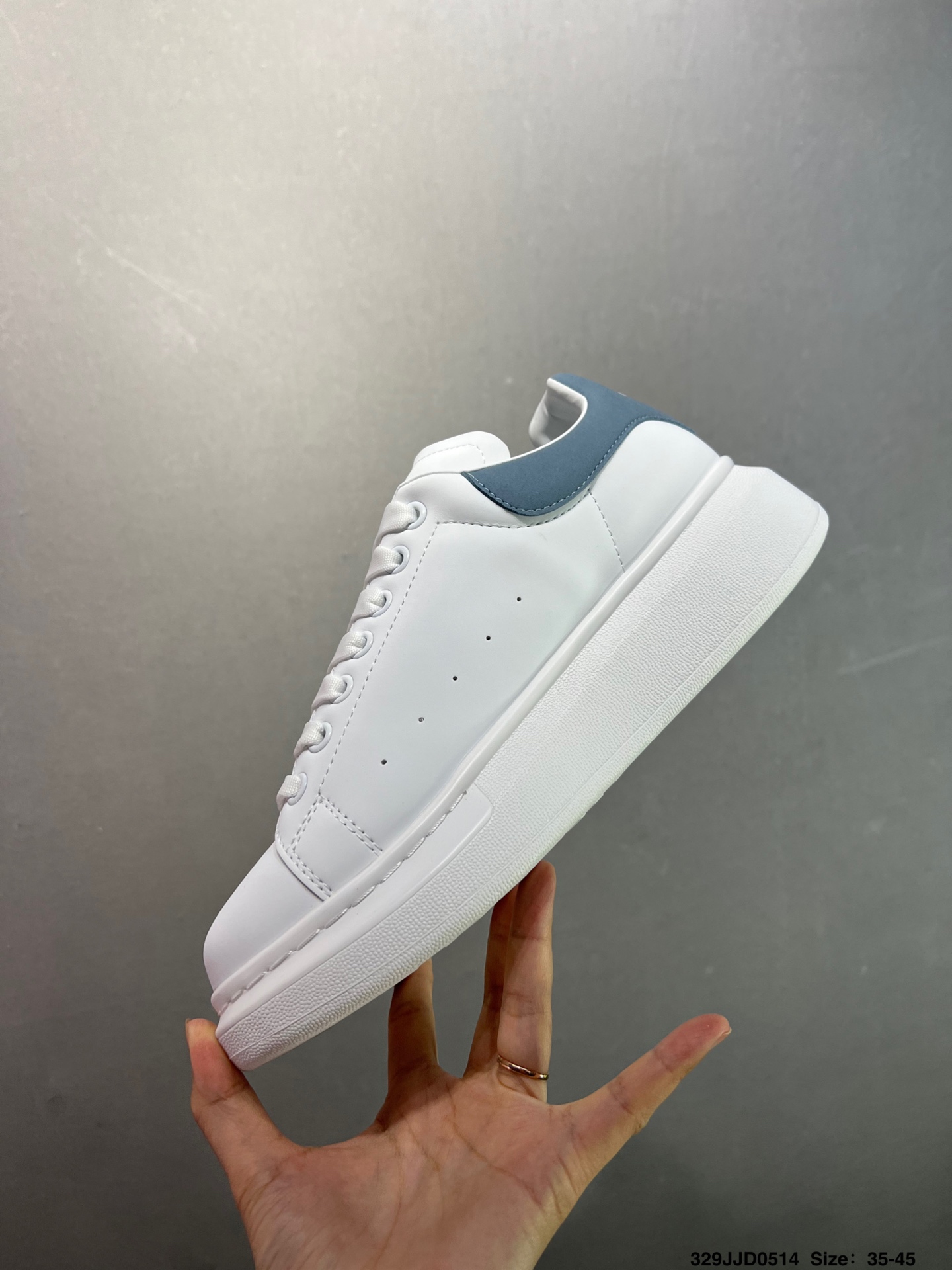 Alexander McQueen Oversized Sneakers - White Leather with Blue Heel 4 i1747147653261 9878 0 2