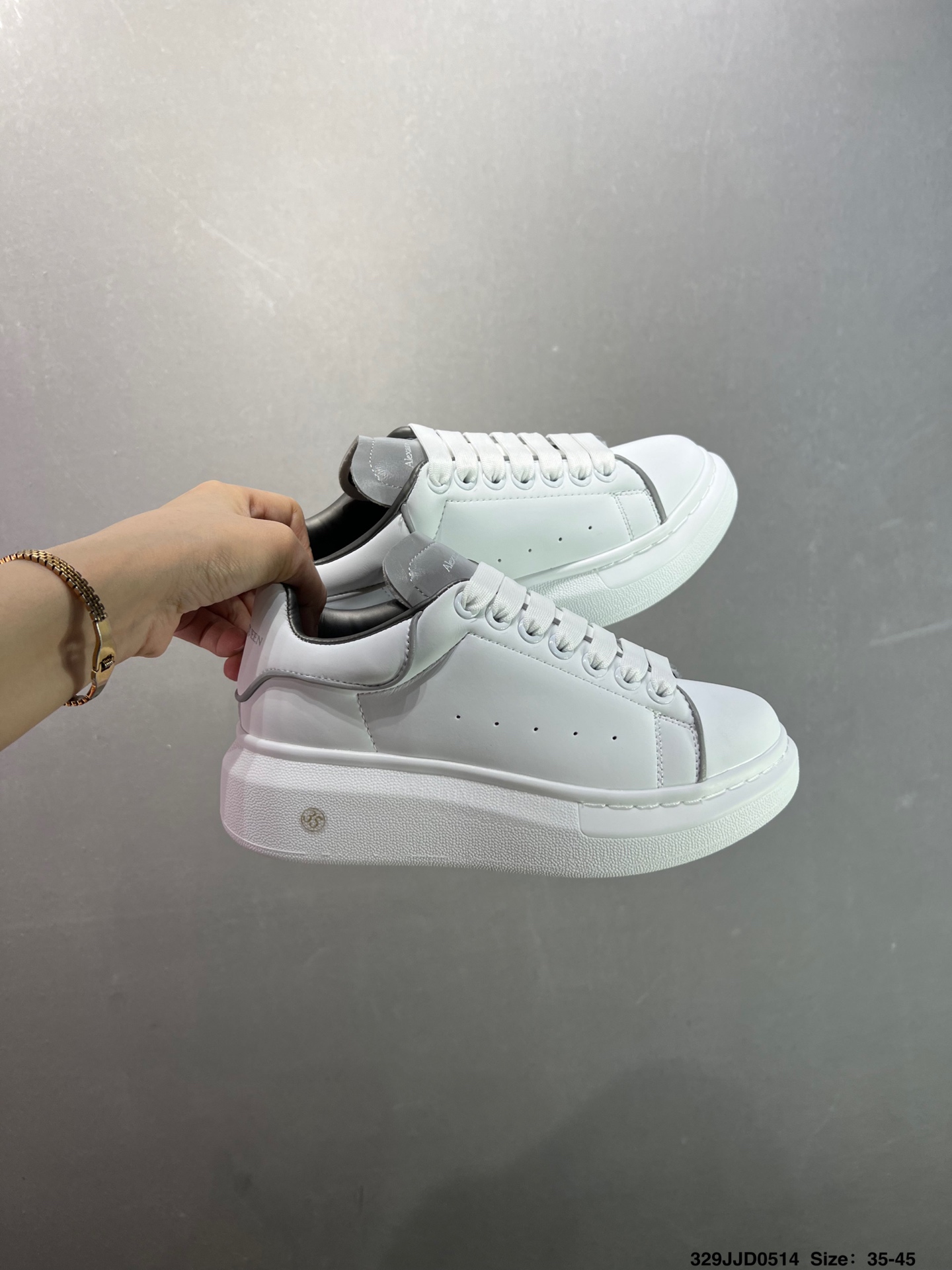 Alexander McQueen Oversized Sole Leather Sneakers - White/Silver Trim 10 i1747147698843 2757 0 8