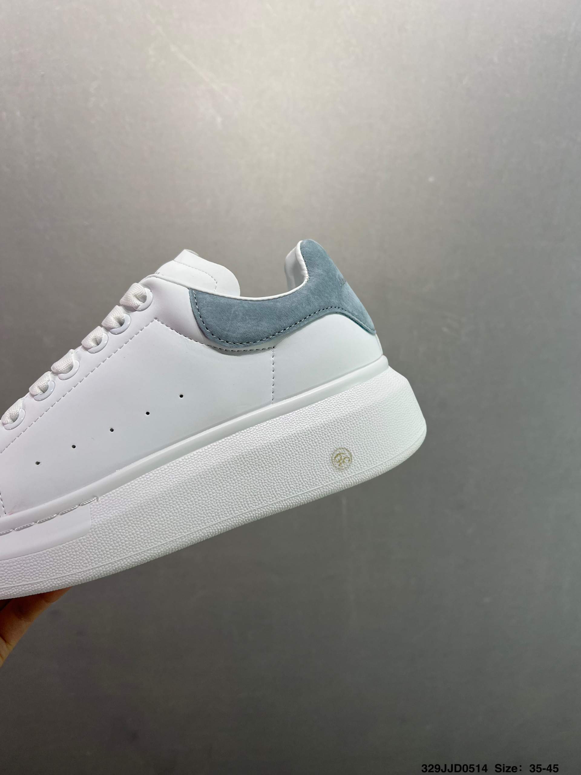 Alexander McQueen Oversized White Leather Sneakers with Grey Suede Heel 7 i1747147811578 8463 0 5